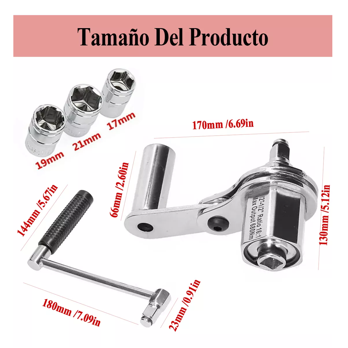 Foto 3 | Multiplicador De Torque P/ Llantas Herramientas De Llave Eo Safe Imports Esi-16188 Plata