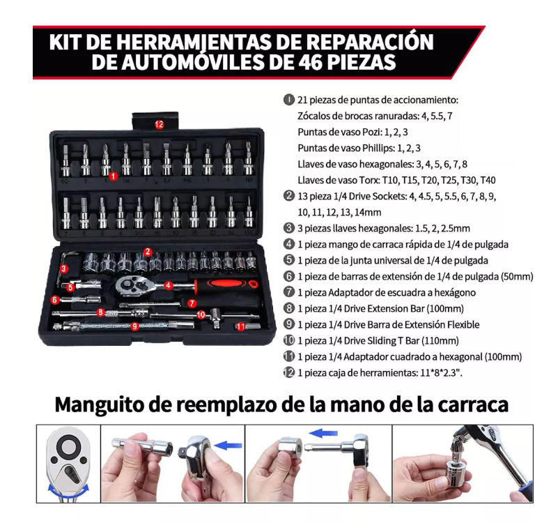 Foto 5 | Juego De Herramientas  Wünd Mecánicas Dados 46pcs