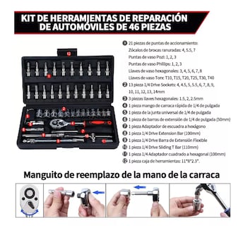Foto 5 | Juego De Herramientas Wünd Mecánicas Dados 46pcs