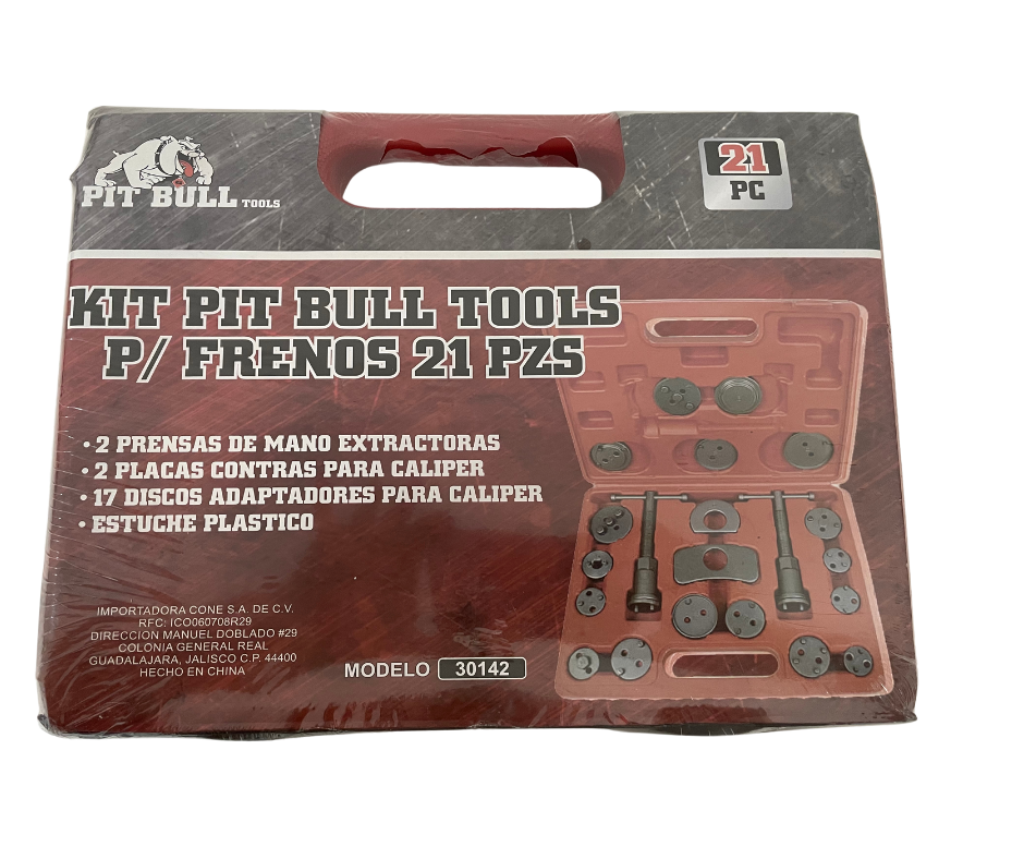 Foto 4 pulgar | Kit Opresor De Pistón Clíper/ Cambio De Balatas 22 Piezas Pit Bull Tools