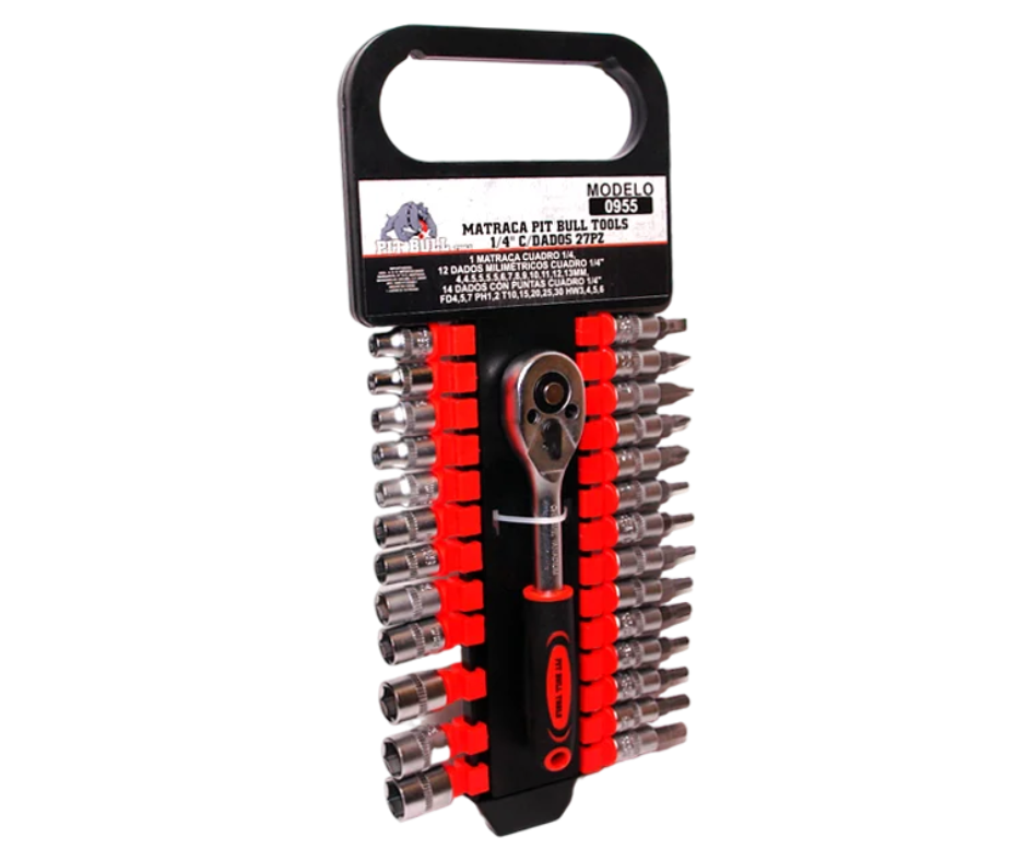 Foto 4 pulgar | Matraca con Dados y Puntas 1/4'' Pit Bull Tools 27 Piezas