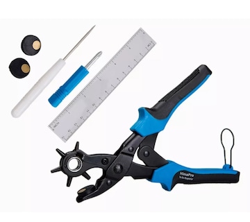 Foto 1 | Kit de Pinzas Sacabocados Ojilladora Perforadora Para Cinturón, Negro Azul Plata