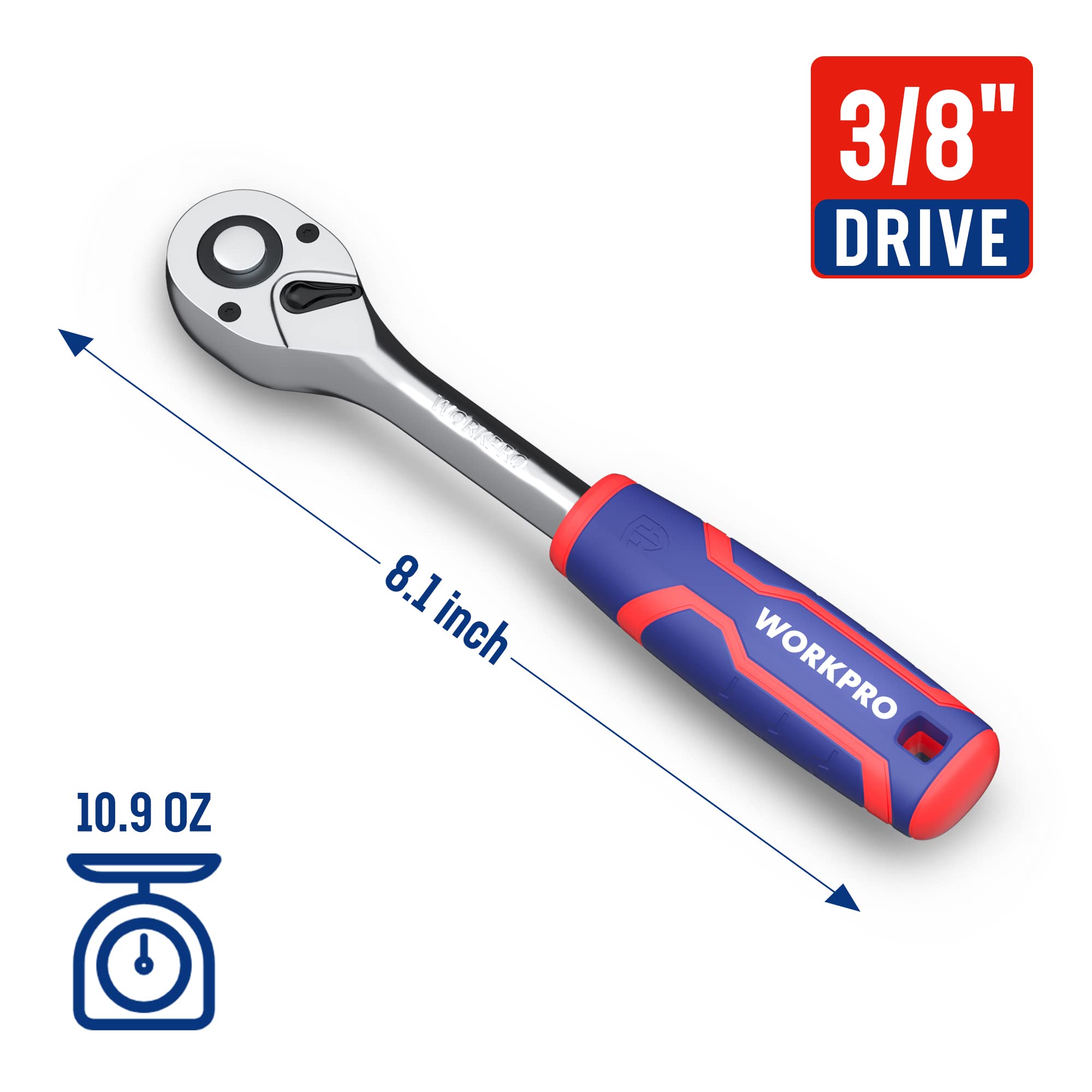 Foto 3 pulgar | Llave De Trinquete Workpro Con Accionamiento De 3/8 Pulgadas, 72 Dientes, Reversible - Venta Internacional.