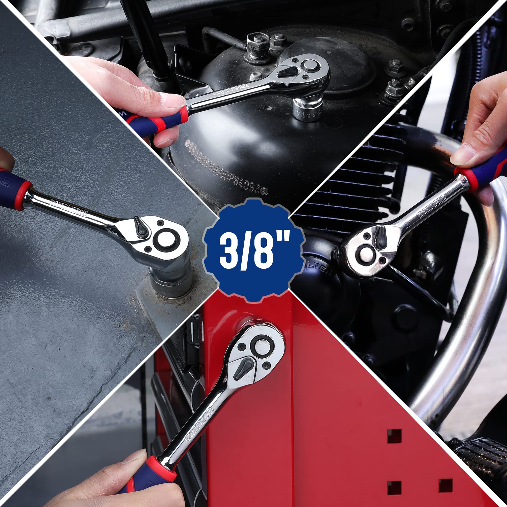 Foto 7 | Llave De Trinquete Workpro Con Accionamiento De 3/8 Pulgadas, 72 Dientes, Reversible - Venta Internacional.