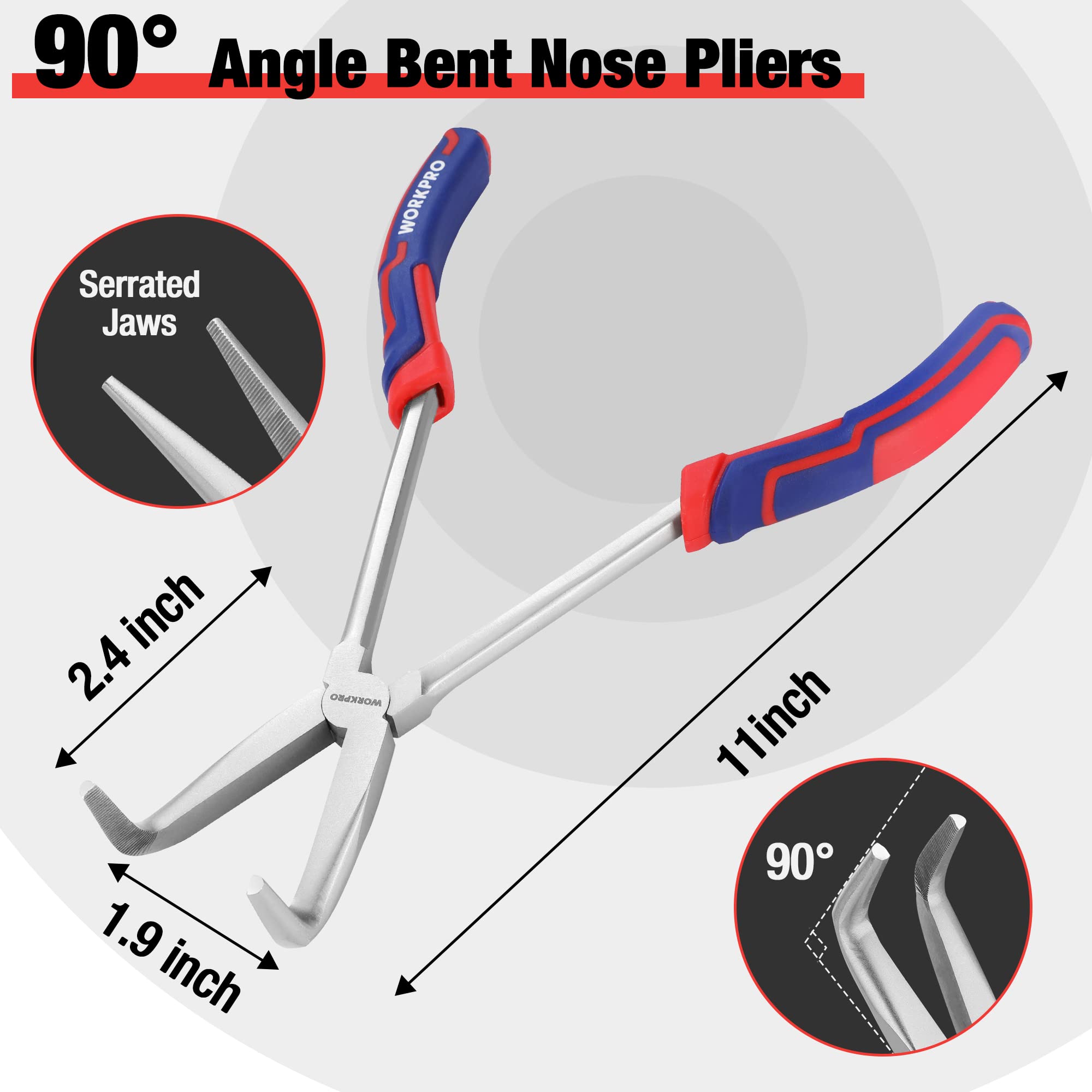 Foto 5 pulgar | Juego De Alicates Workpro Long Reach De 3 Piezas Con Punta De Aguja De 28 Cm - Venta Internacional.
