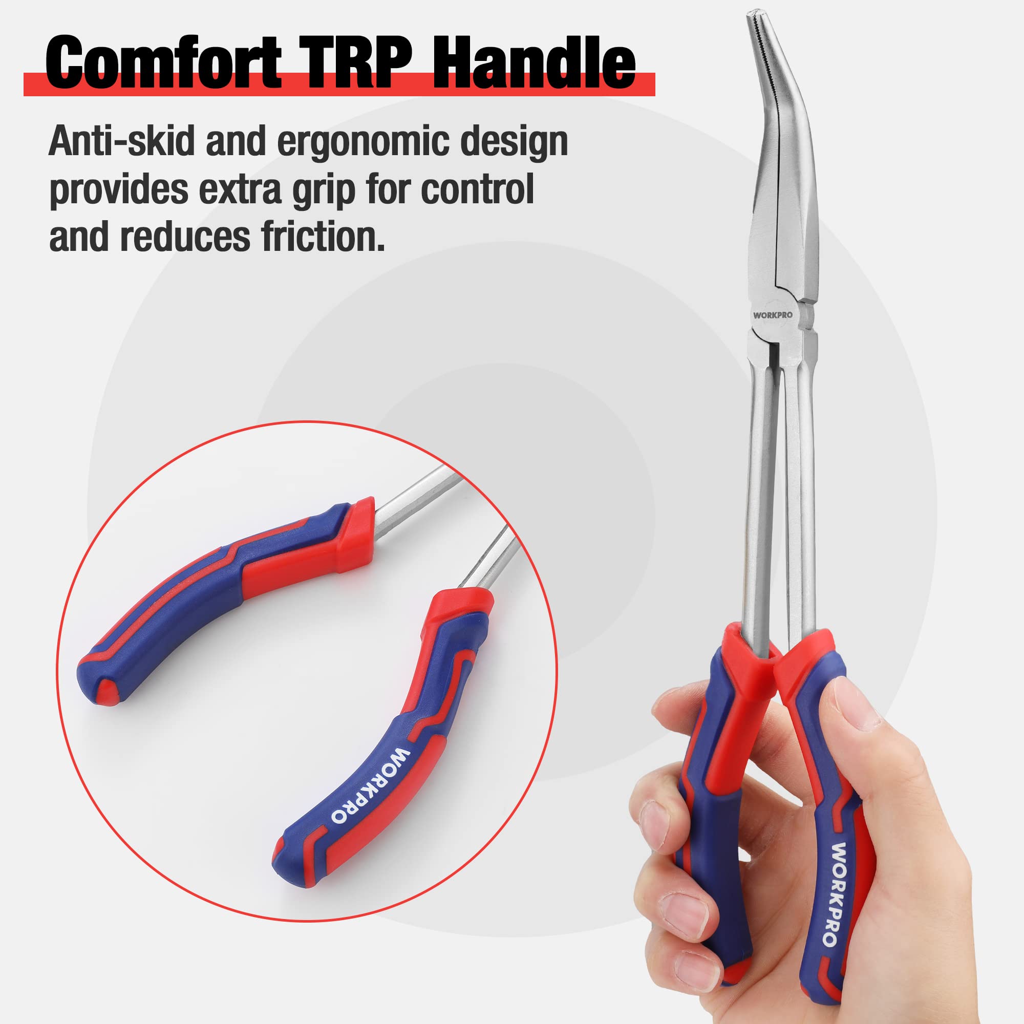 Foto 6 pulgar | Juego De Alicates Workpro Long Reach De 3 Piezas Con Punta De Aguja De 28 Cm - Venta Internacional.