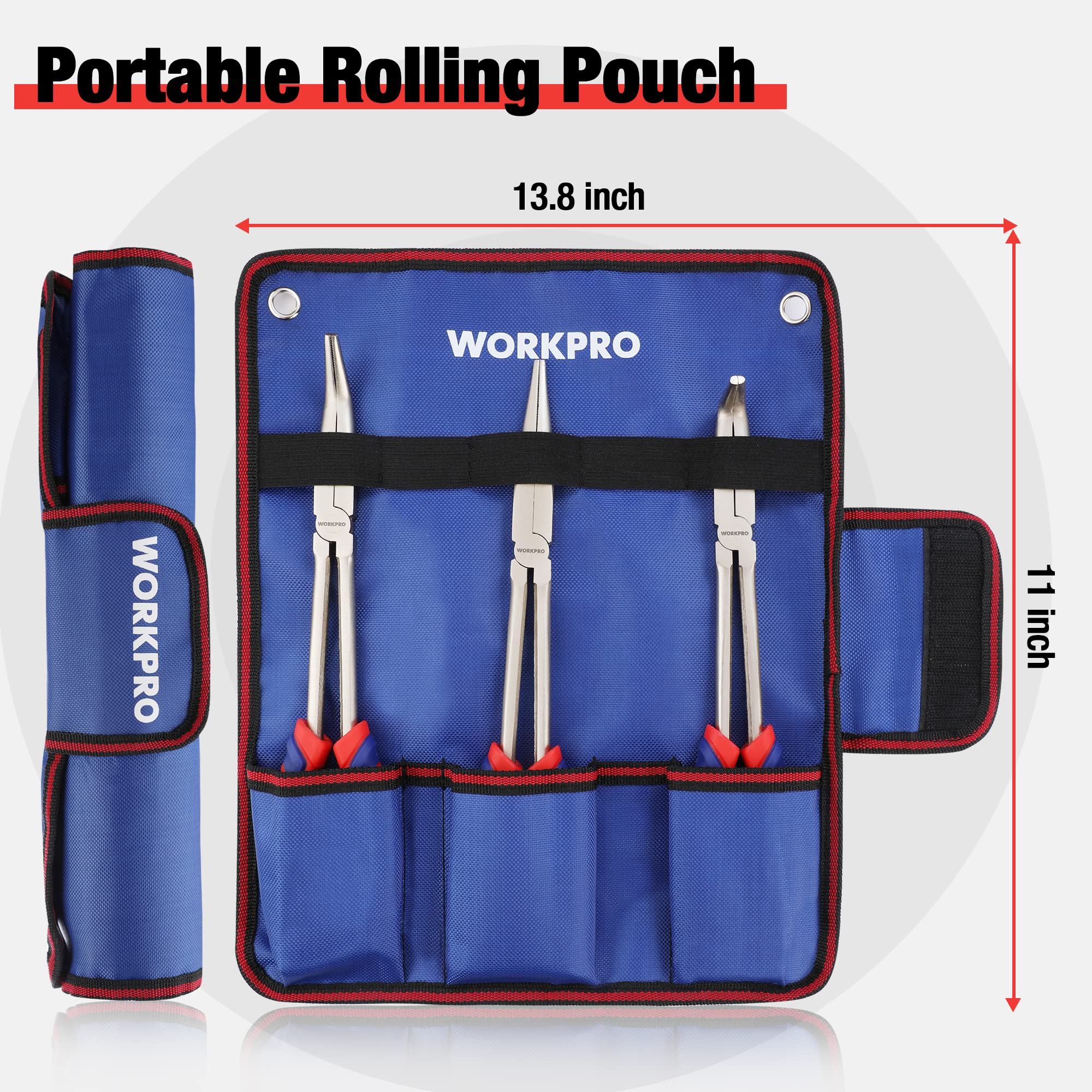 Foto 7 pulgar | Juego De Alicates Workpro Long Reach De 3 Piezas Con Punta De Aguja De 28 Cm - Venta Internacional.