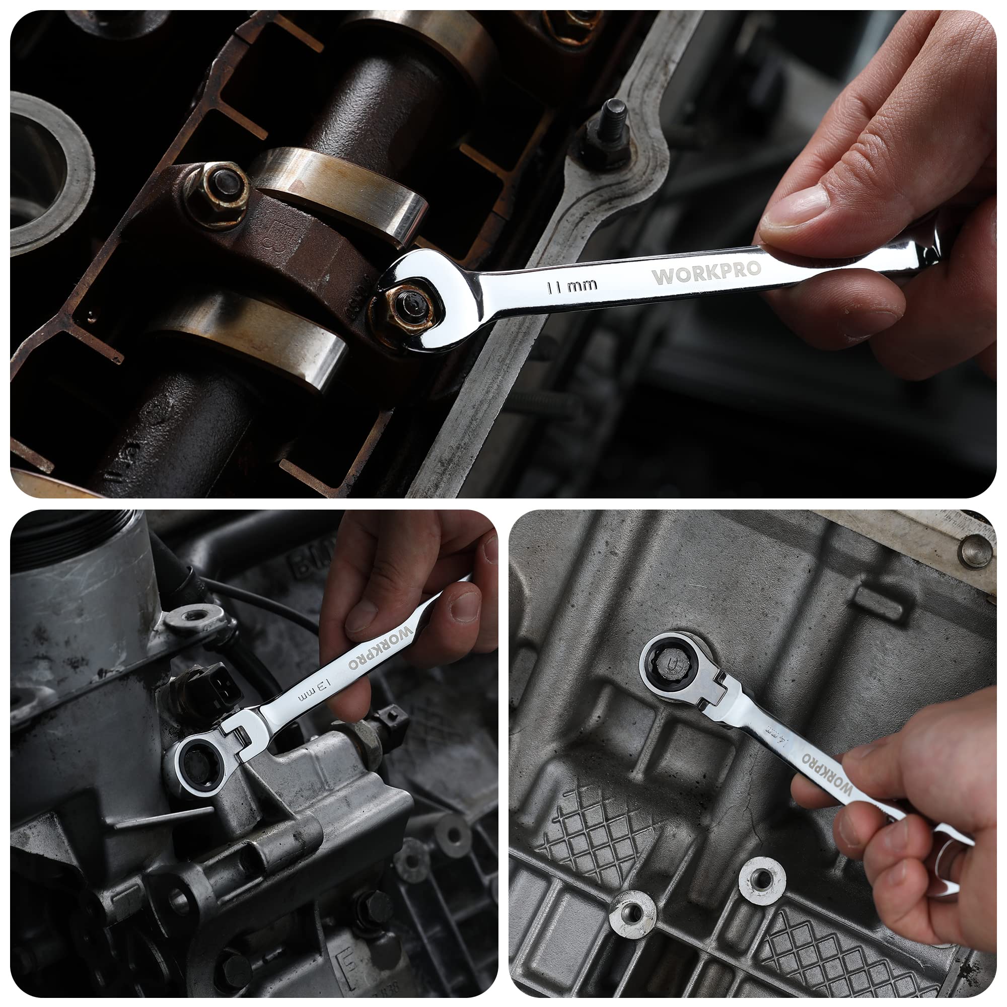 Foto 7 | Juego De Llaves Workpro Flex-head Tratcheting, 8 Piezas Métricas, 8-17 Mm - Venta Internacional.