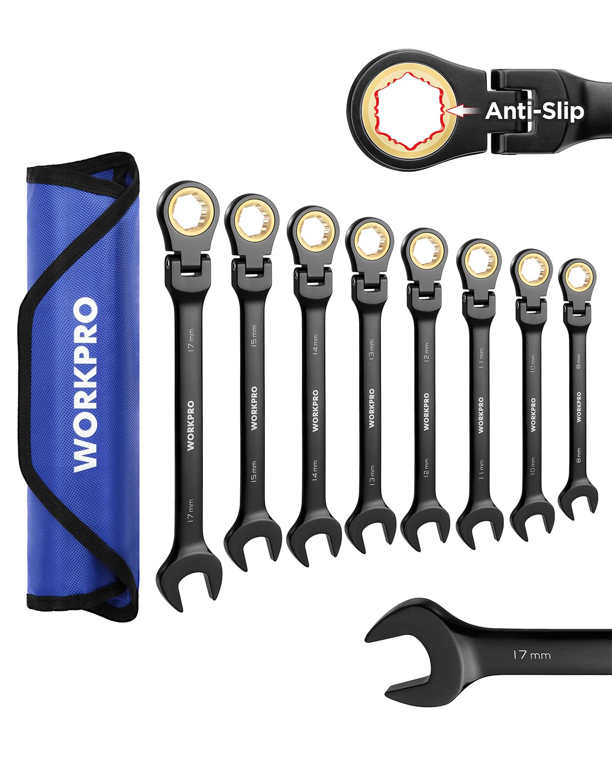 Juego De Llaves Combinadas Con Trinquete Workpro, 8 Piezas, 8-17 Mm - Venta Internacional.