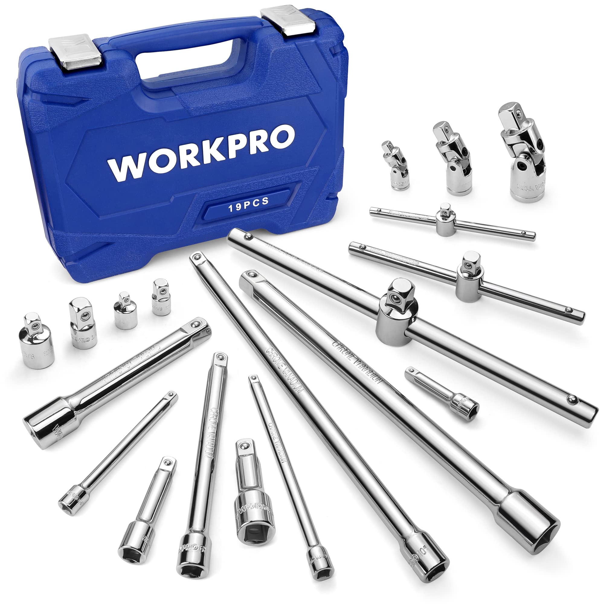 Juego De Accesorios Para Herramientas De Accionamiento Workpro, 19 Piezas, Cromo Vanadio - Venta Internacional.