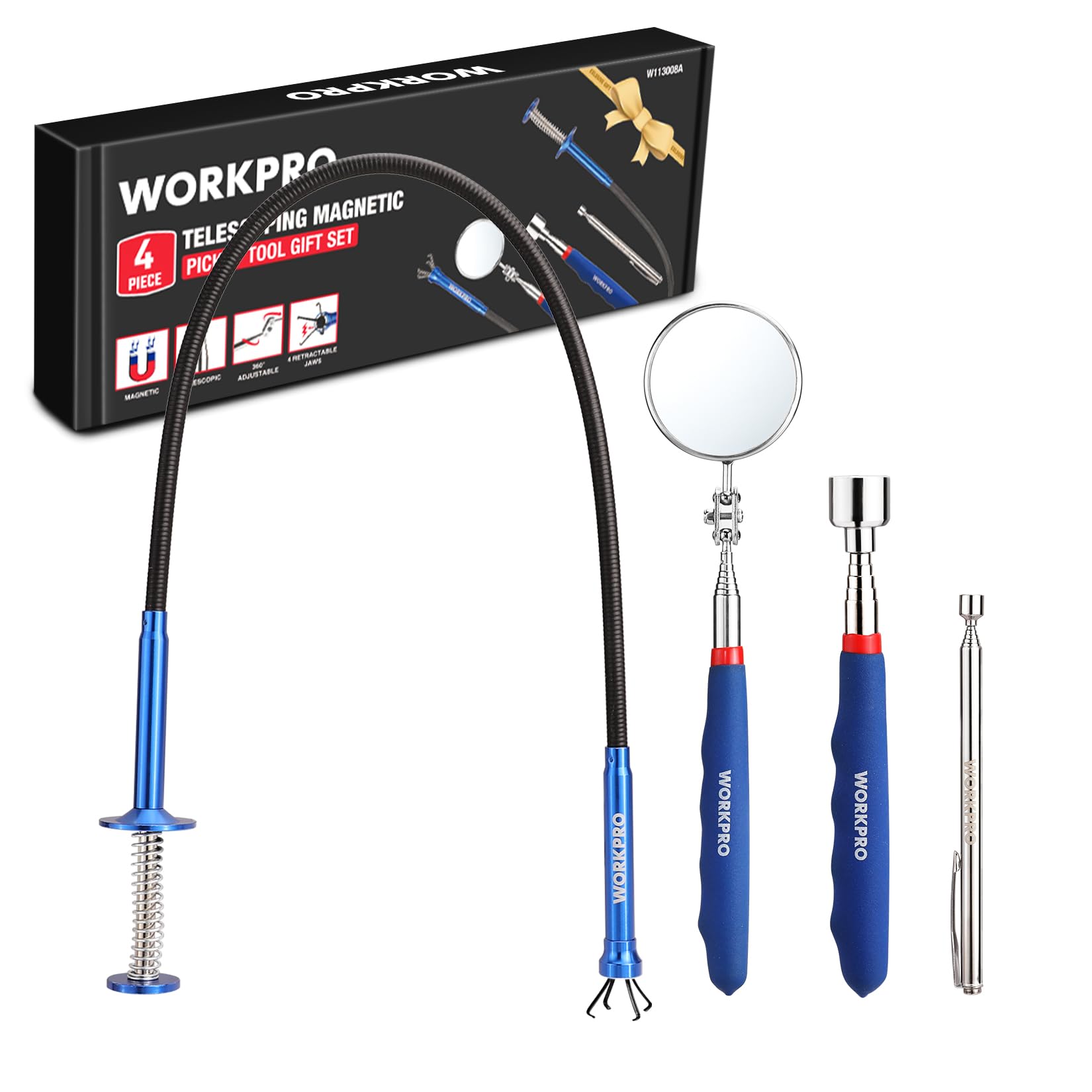 Foto 2 pulgar | Juego De Herramientas De Recogida Workpro Telescópicas Magnéticas De 4 Piezas Con Espejo - Venta Internacional.