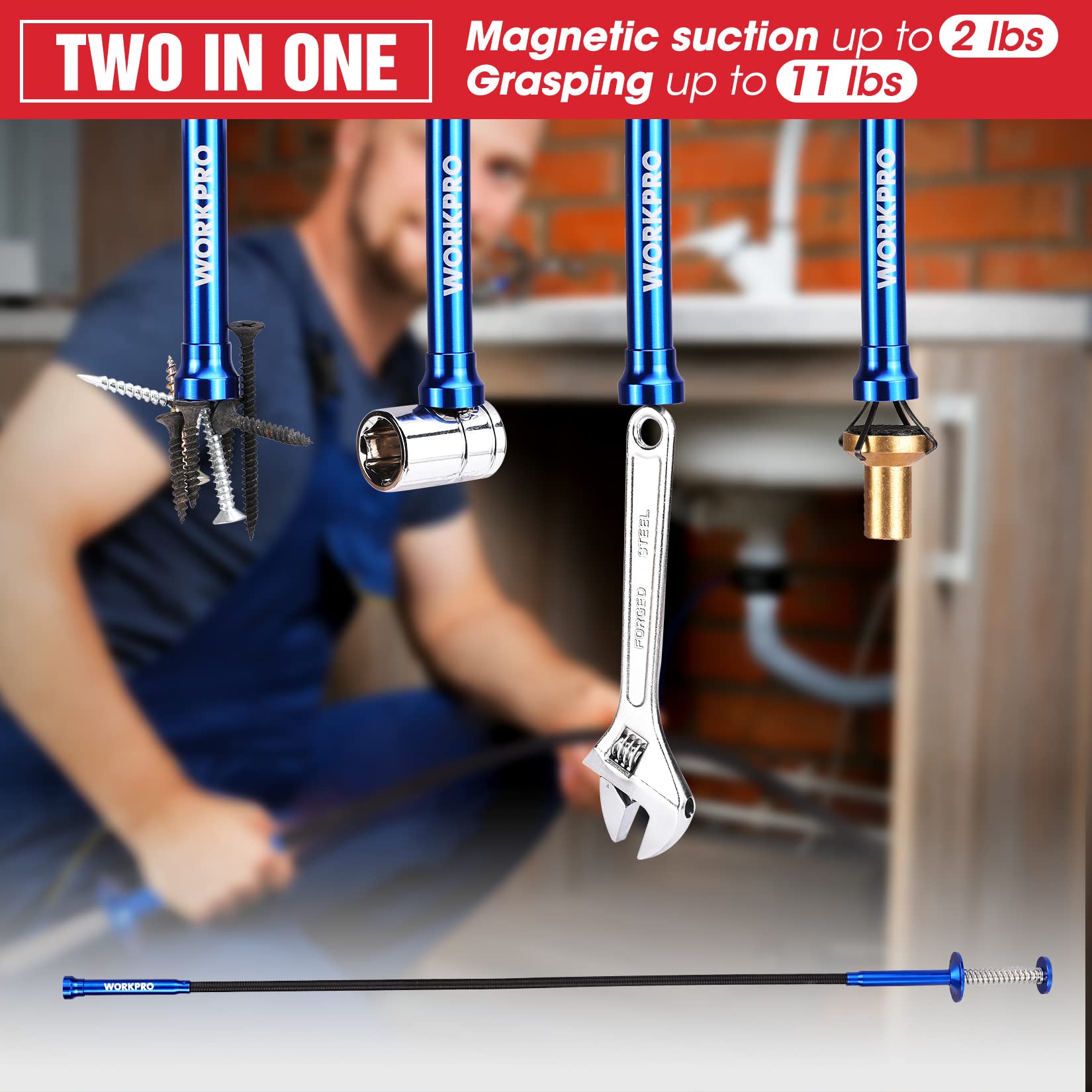 Foto 7 pulgar | Juego De Herramientas De Recogida Workpro Telescópicas Magnéticas De 4 Piezas Con Espejo - Venta Internacional.