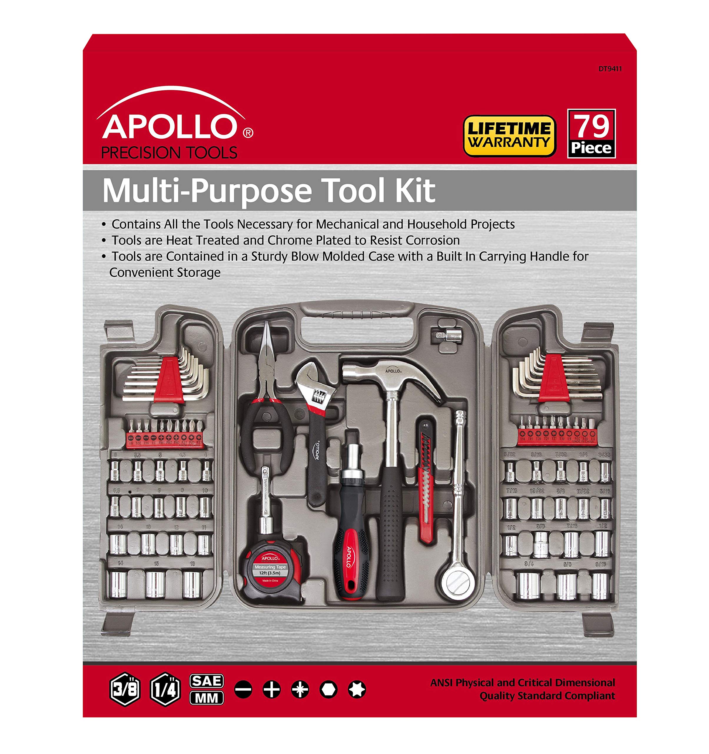 Foto 6 pulgar | Juego De Herramientas Apollo Tools, 79 Piezas, Sae Y Métricas Con Enchufes - Venta Internacional.