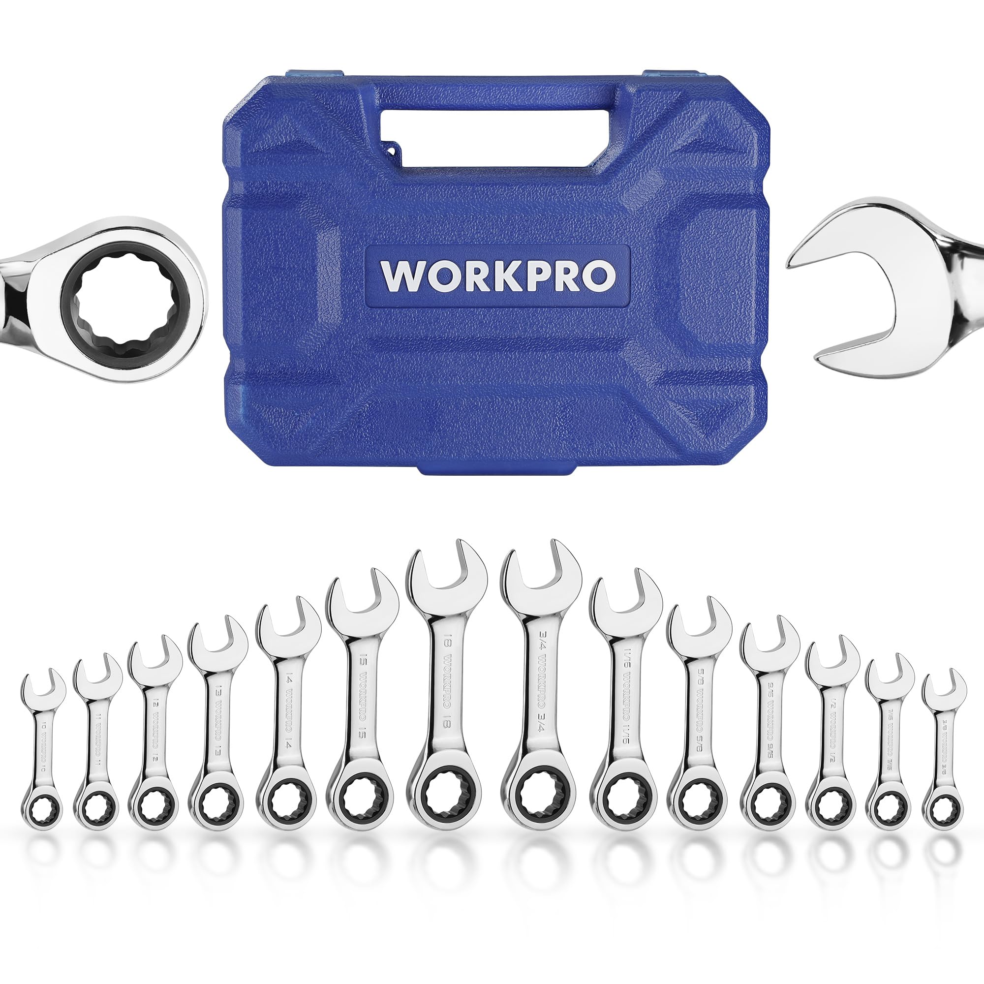 Foto 1 | Juego De Llaves Rechonchas Combinadas Con Trinquete Workpro, 14 Piezas - Venta Internacional.