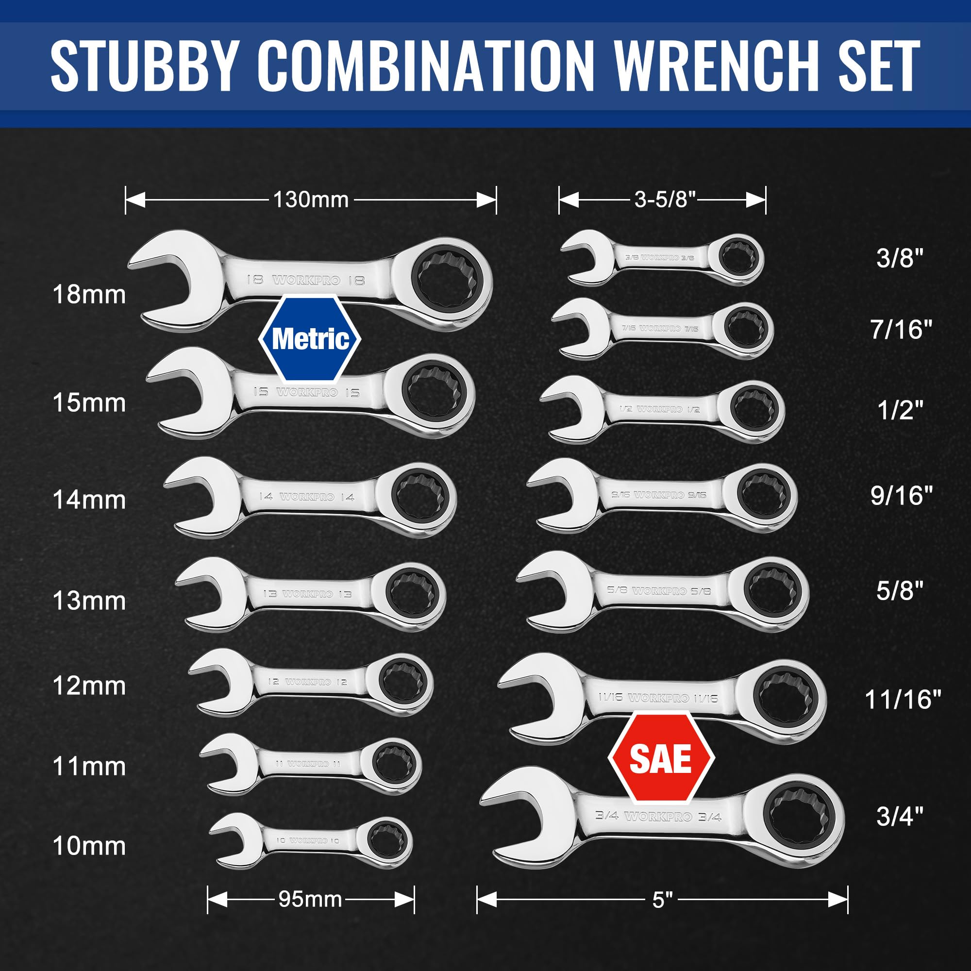 Foto 3 pulgar | Juego De Llaves Rechonchas Combinadas Con Trinquete Workpro, 14 Piezas - Venta Internacional.