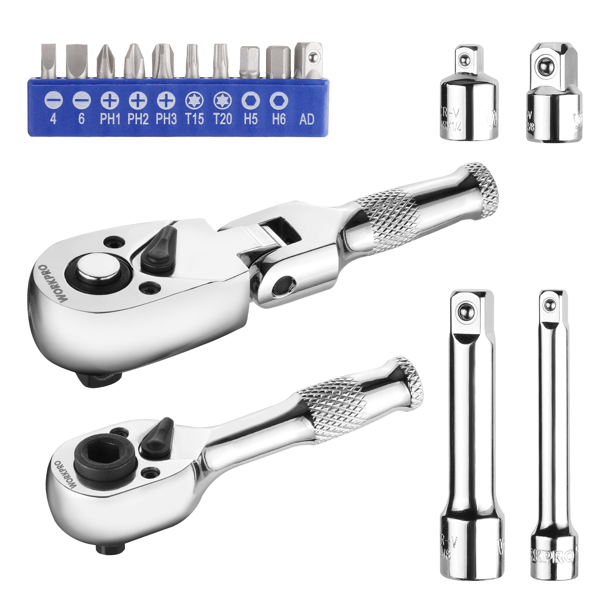 Foto 2 pulgar | Juego De Destornilladores Para Trinquetes Y Brocas Workpro Flex Head Stubby, 16 Unidades - Venta Internacional.