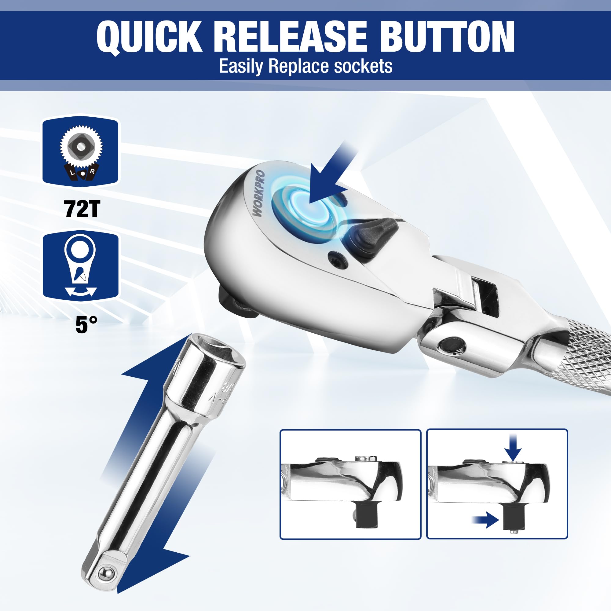 Foto 5 pulgar | Juego De Destornilladores Para Trinquetes Y Brocas Workpro Flex Head Stubby, 16 Unidades - Venta Internacional.