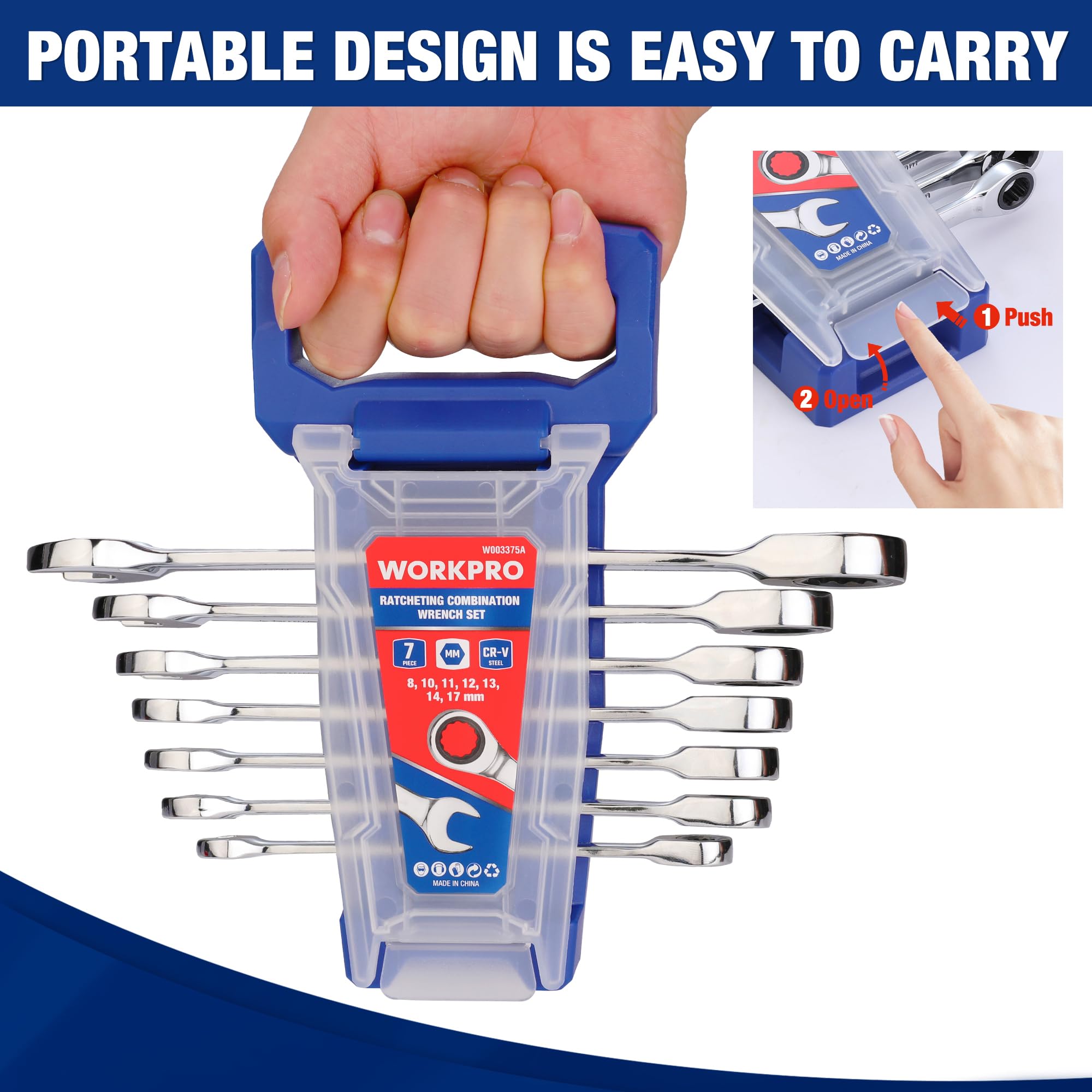 Foto 7 pulgar | Juego De Llaves De Trinquete Workpro, 7 Piezas, 8-17 Mm, Con Estante Organizador - Venta Internacional.