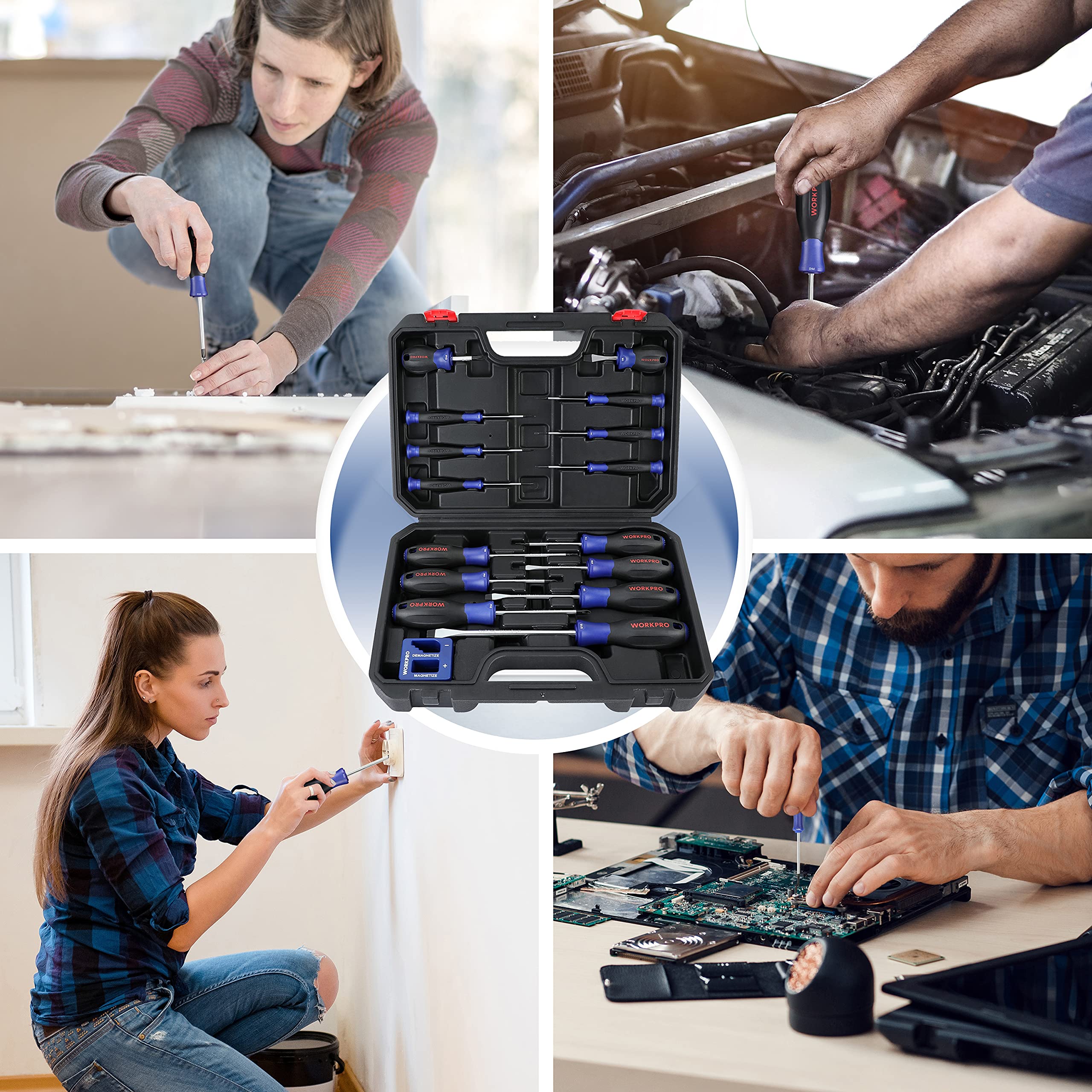 Foto 8 pulgar | Juego De Destornilladores Magnéticos Workpro De 16 Piezas Con Funda Magnetizadora - Venta Internacional.