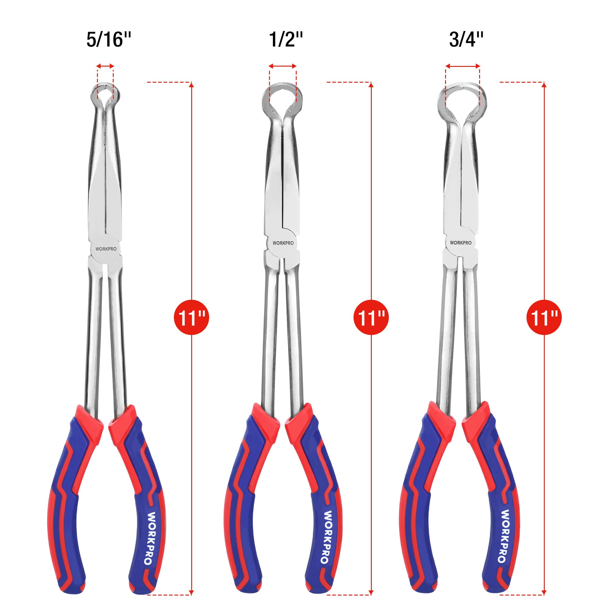 Foto 5 pulgar | Juego De Alicates Para Mangueras Workpro, 3 Piezas, Largo Alcance, 28 Cm - Venta Internacional.