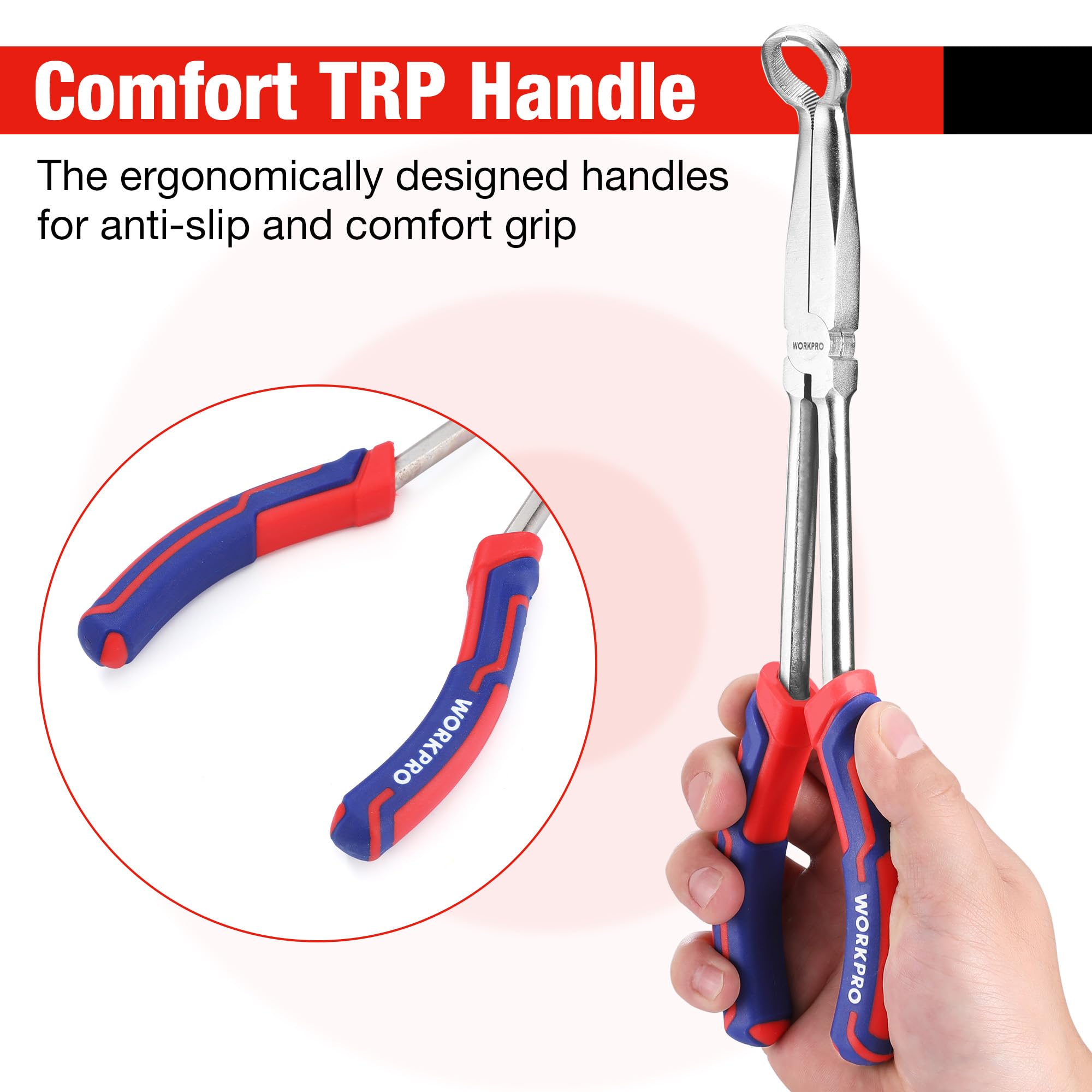 Foto 6 pulgar | Juego De Alicates Para Mangueras Workpro, 3 Piezas, Largo Alcance, 28 Cm - Venta Internacional.