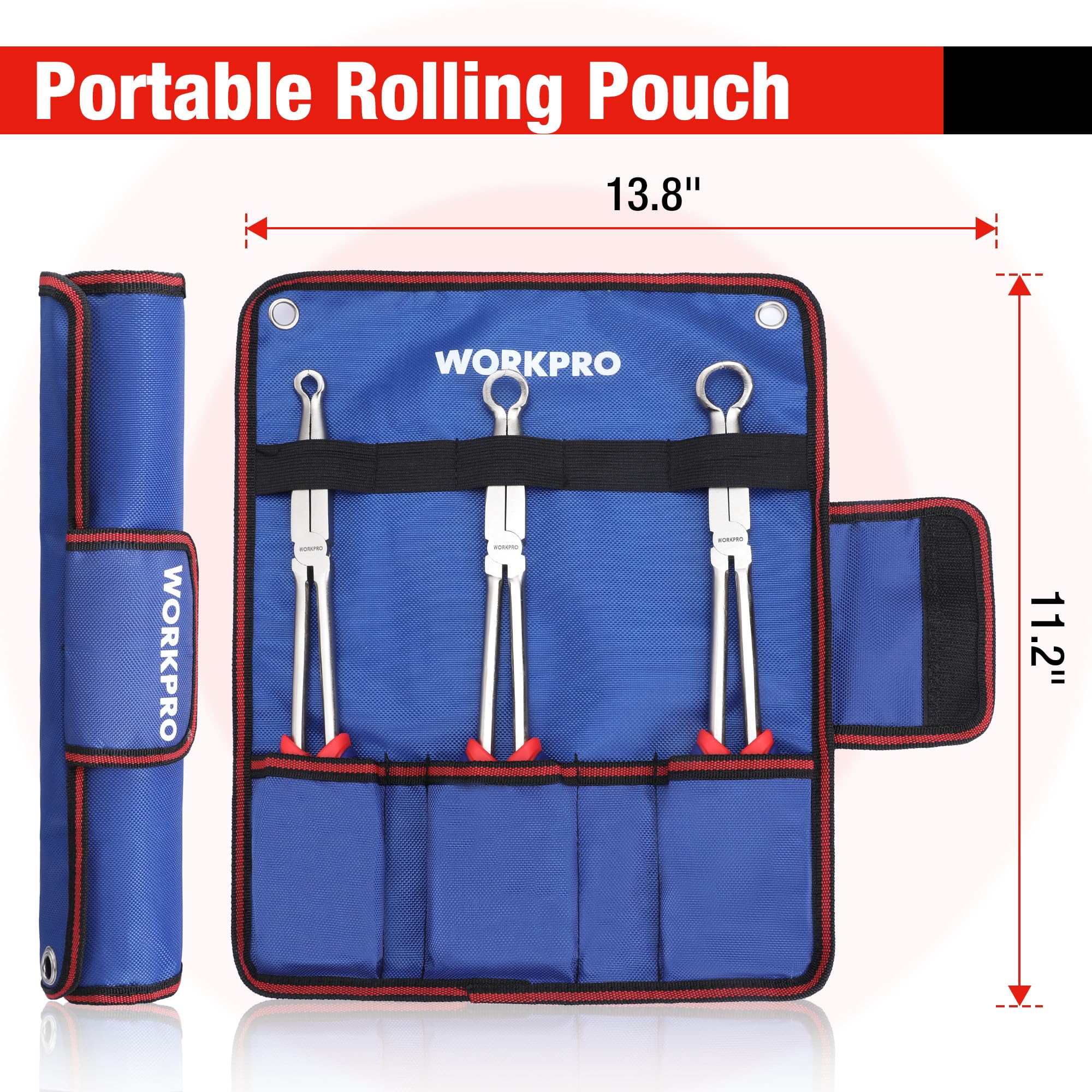 Foto 7 pulgar | Juego De Alicates Para Mangueras Workpro, 3 Piezas, Largo Alcance, 28 Cm - Venta Internacional.