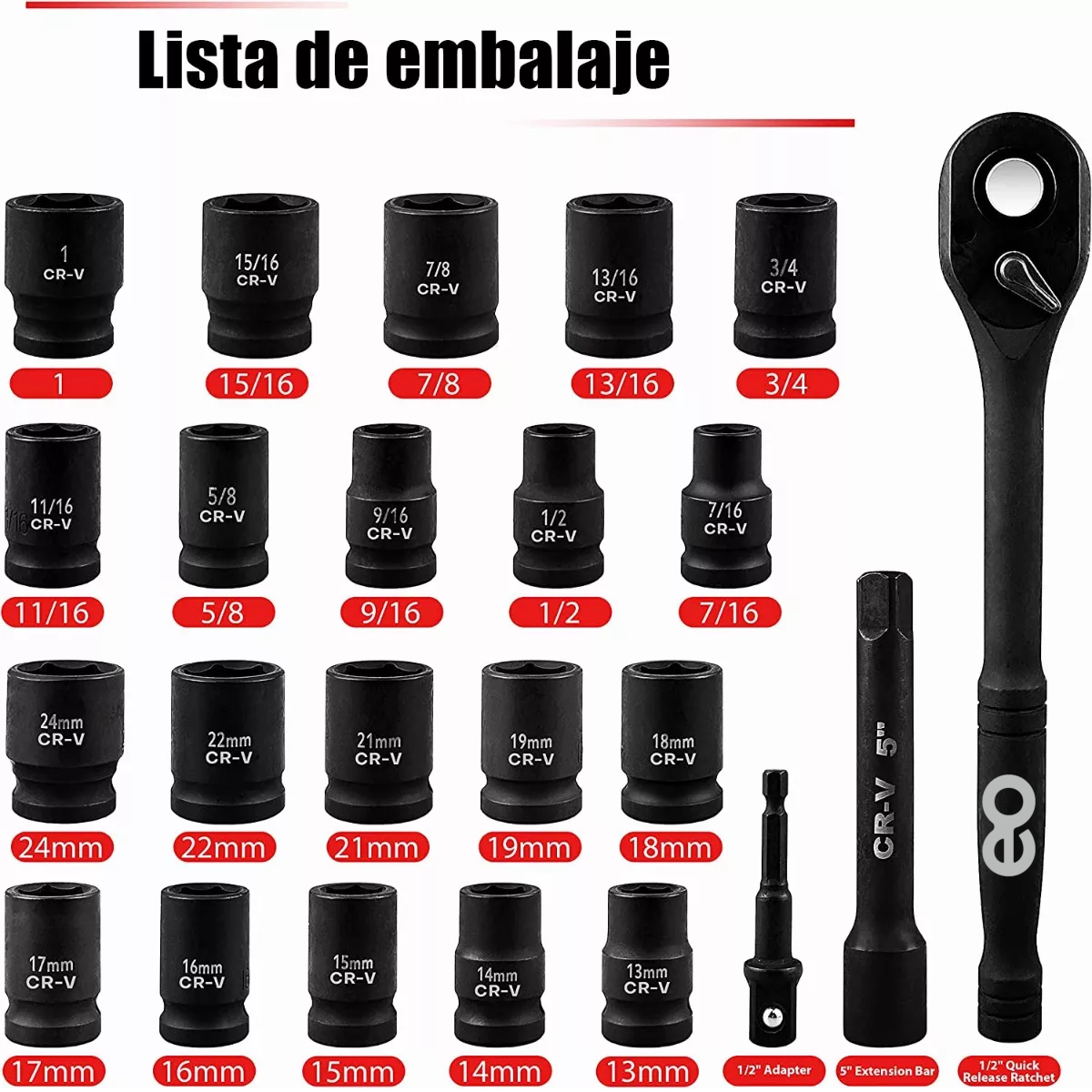 Foto 4 pulgar | Uego De Herramientas Mecánicas 24pcs Dados Eo Safe Imports Esi-11797-1 Multicolor