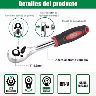 Foto 2 | Kit De Herramientas Mecanica 53 Pz Con Desarmador Y Matraca Eo Safe Imports Esi-4920-1 Verde