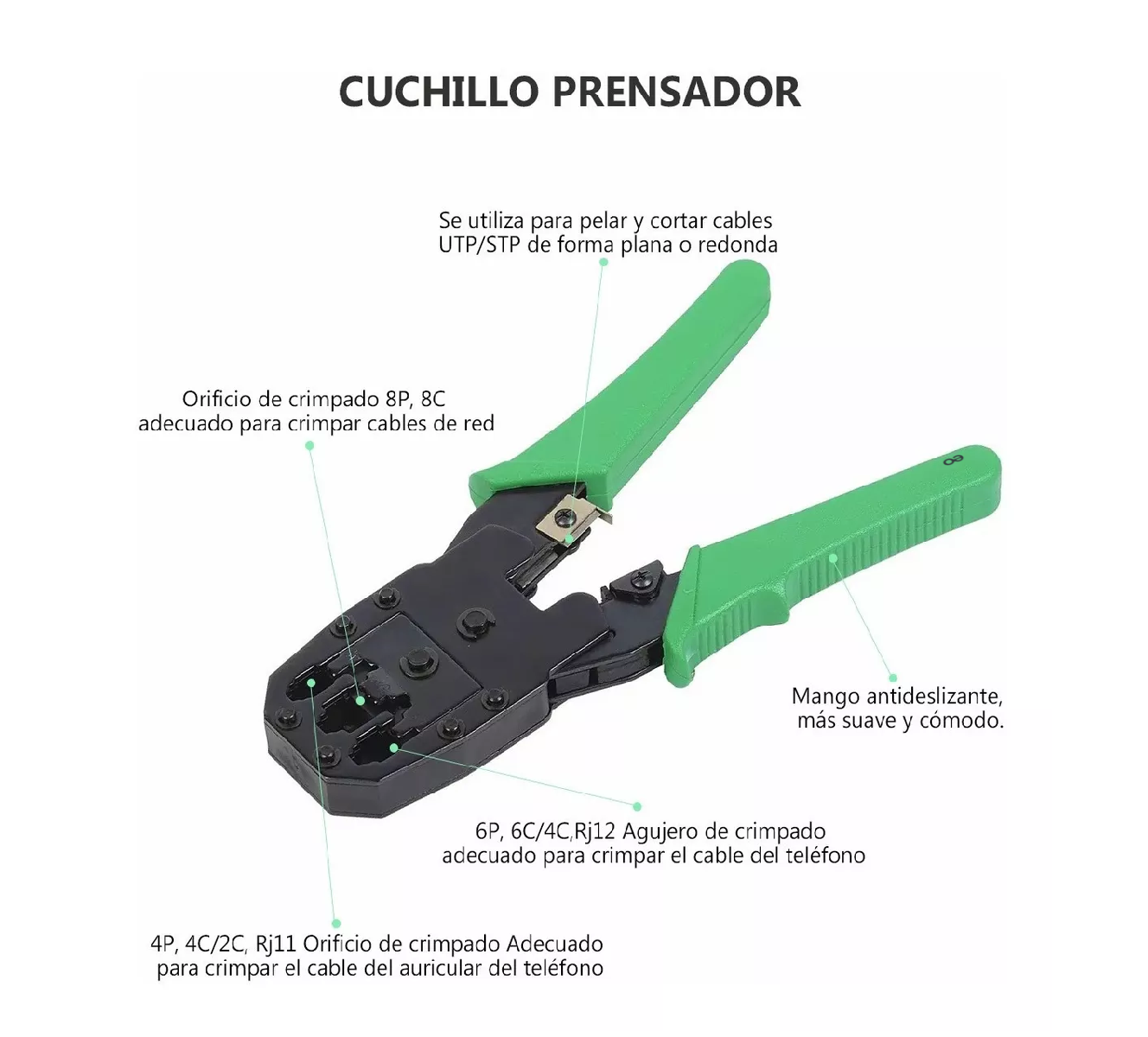 Foto 3 pulgar | Language Kit De Herramientas Cableado Redes Eo Safe Imports Esi-6960-1 Verde