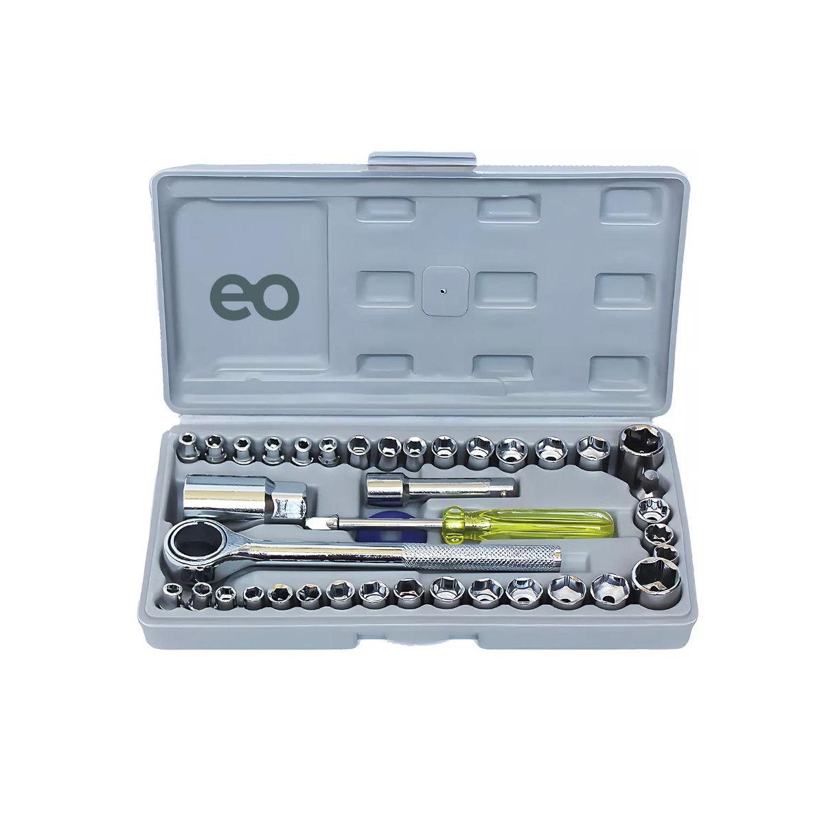 Juego De Herramientas Mecanica Dados Acero 40 Pcs Moto/auto Eo Safe Imports Esi-4227 Plata