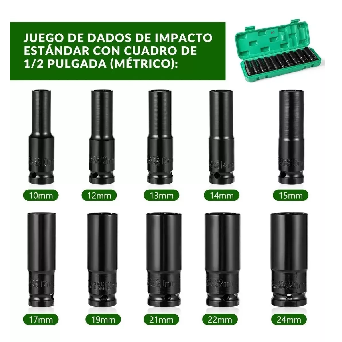 Foto 4 pulgar | Herramienta De Manga De Impacto Con Caja 10 Piezas Eo Safe Imports Esi-7078-1 Verde