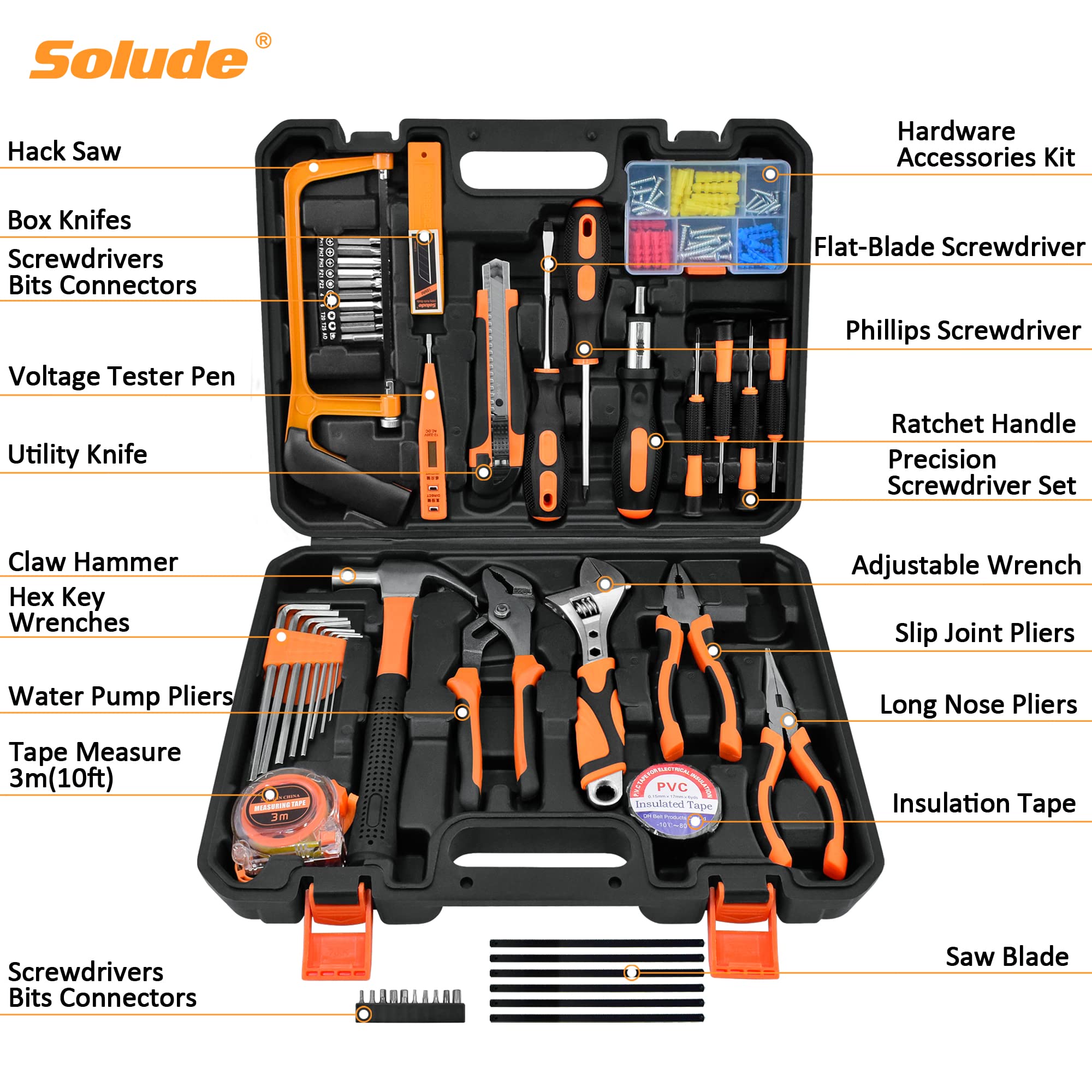 Foto 2 | Juego De Herramientas Solude, Kit De Herramientas De Reparación Del Hogar De 148 Piezas Con Estuche - Venta Internaci