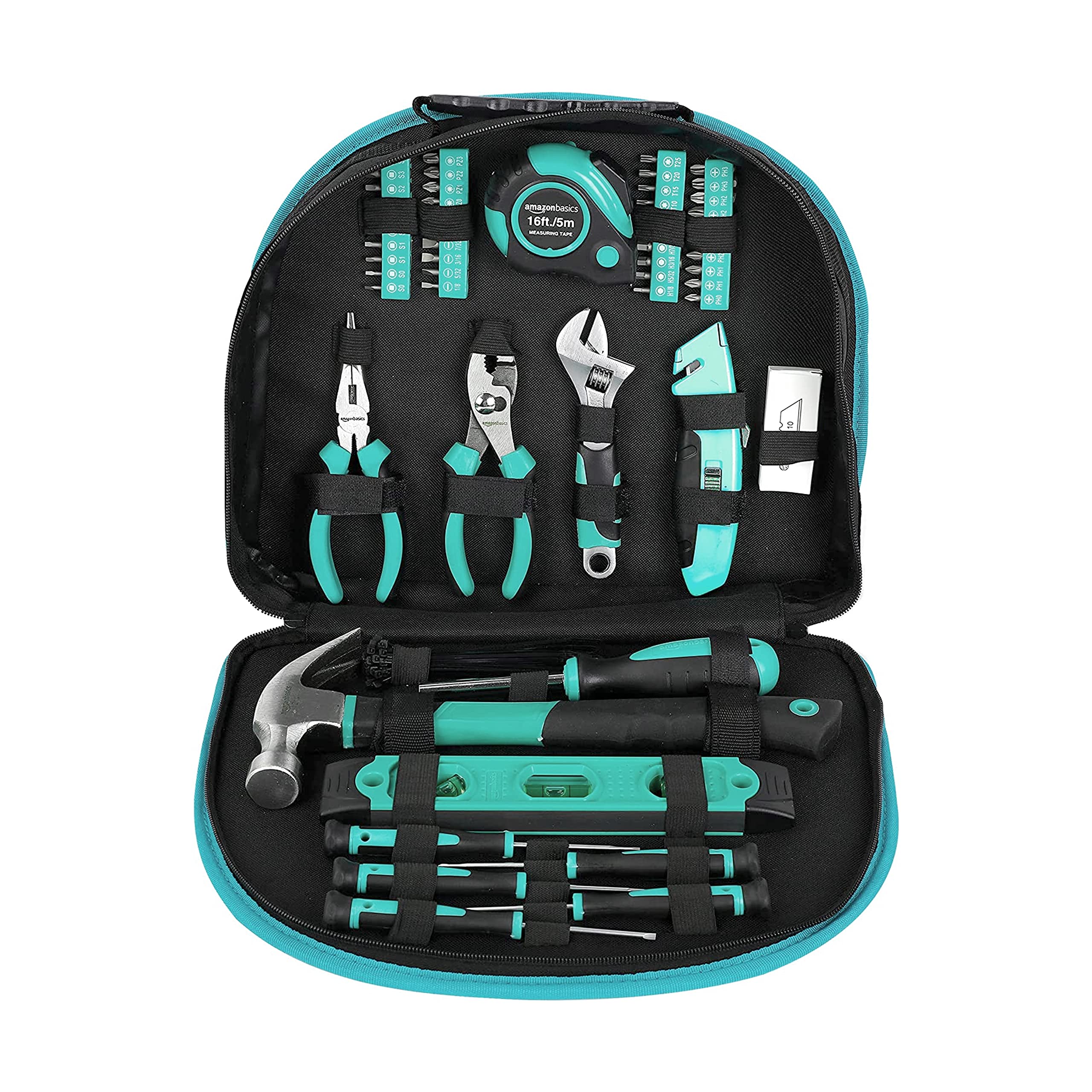 Foto 5 pulgar | Juego De Herramientas Amazon Basics De 104 Piezas Con Bolsa De Transporte, Color Turquesa - Venta Internacional.
