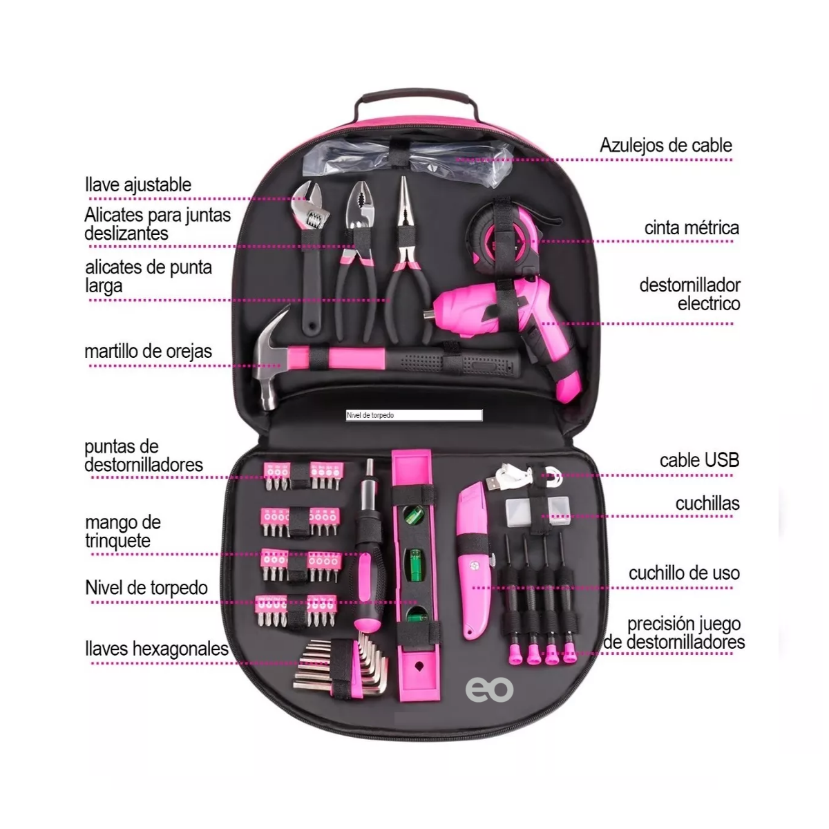 Foto 3 pulgar | Language Kits De Herramientas Para Dama 122 Pz Eo Safe Imports Esi-5245-1 Rosa