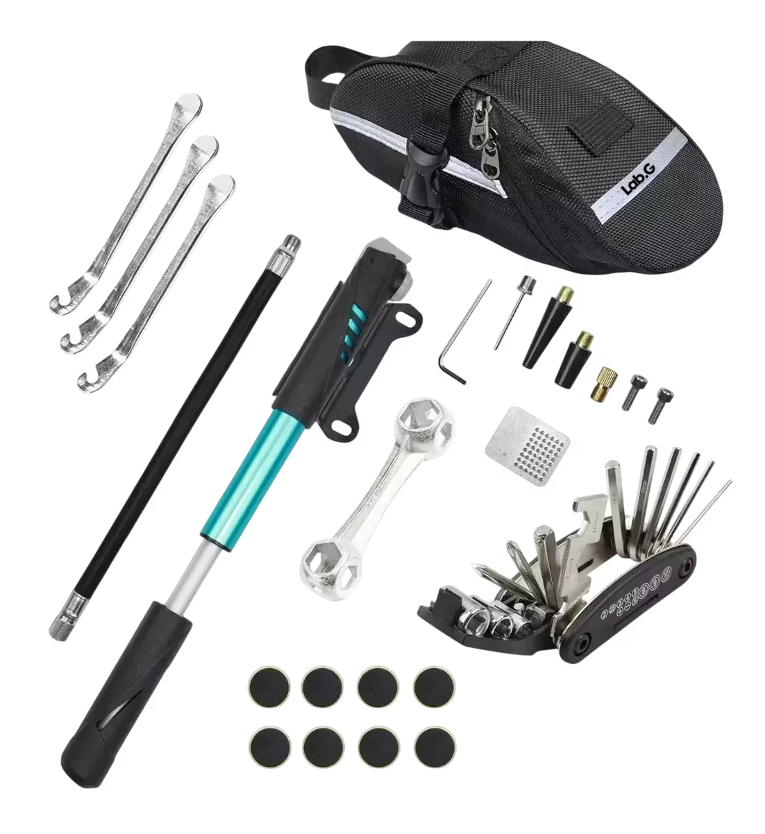 Foto 2 pulgar | Herramienta Para Bicicleta 16 Pcs Kit Reparacion Bicicleta Negro/plata