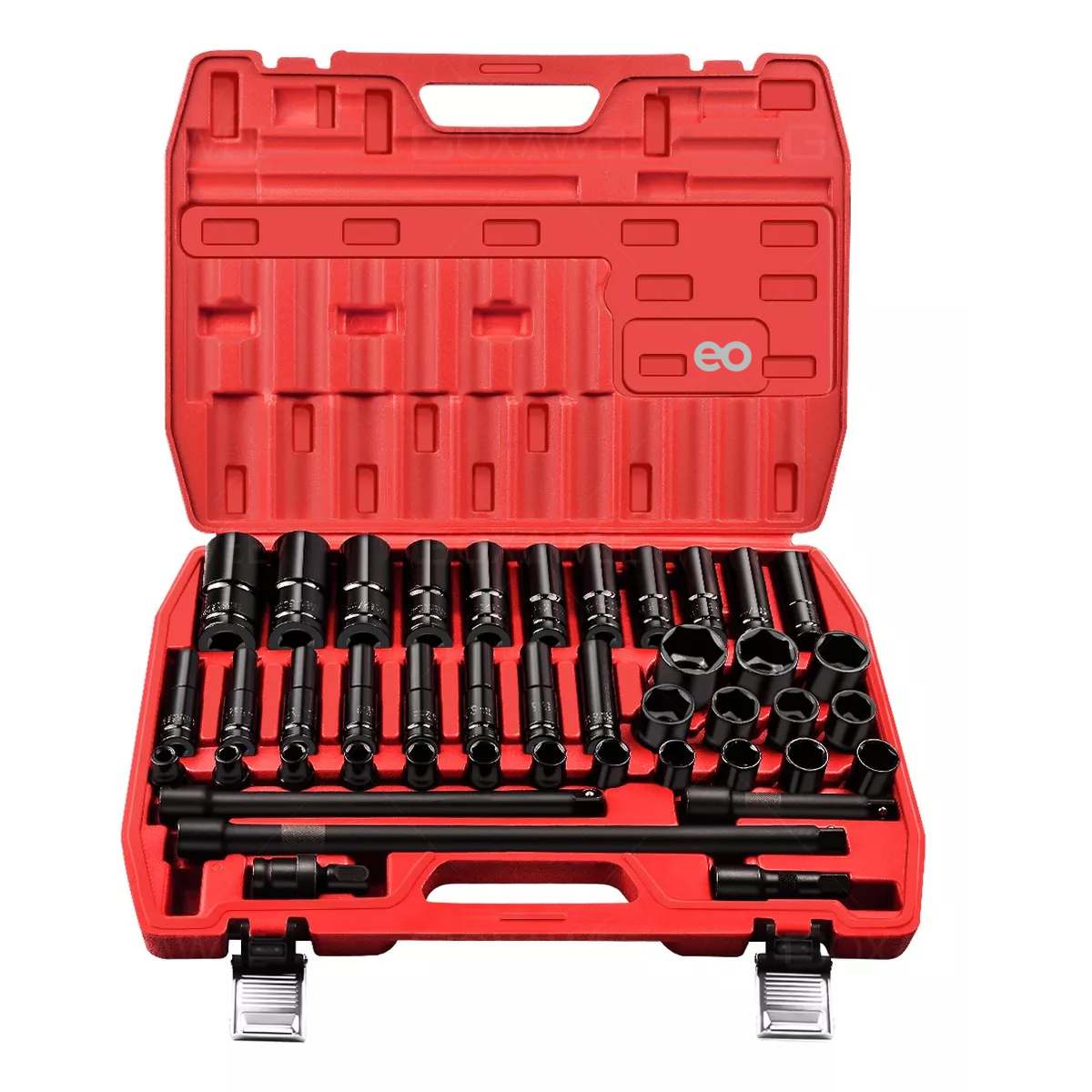 Juego De Herramientas Dados Alto Impacto 43 Pzs Eo Safe Imports Esi-9221-1 Rojo