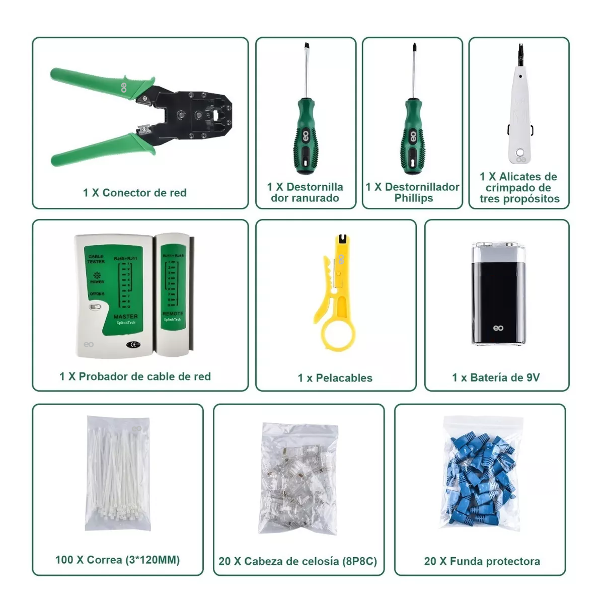 Foto 3 pulgar | Kit De Herramientas Para Cableado De Redes Eo Safe Imports Esi-4432-1 Multicolor