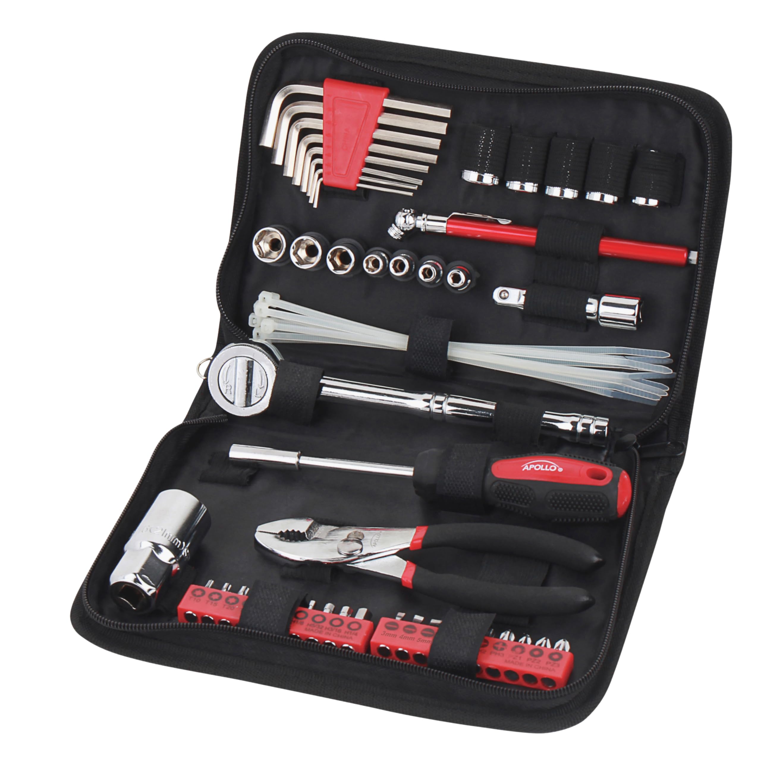 Juego De Herramientas Apollo Tools Compact De 56 Piezas Sae Con Funda Dt9774 - Venta Internacional.