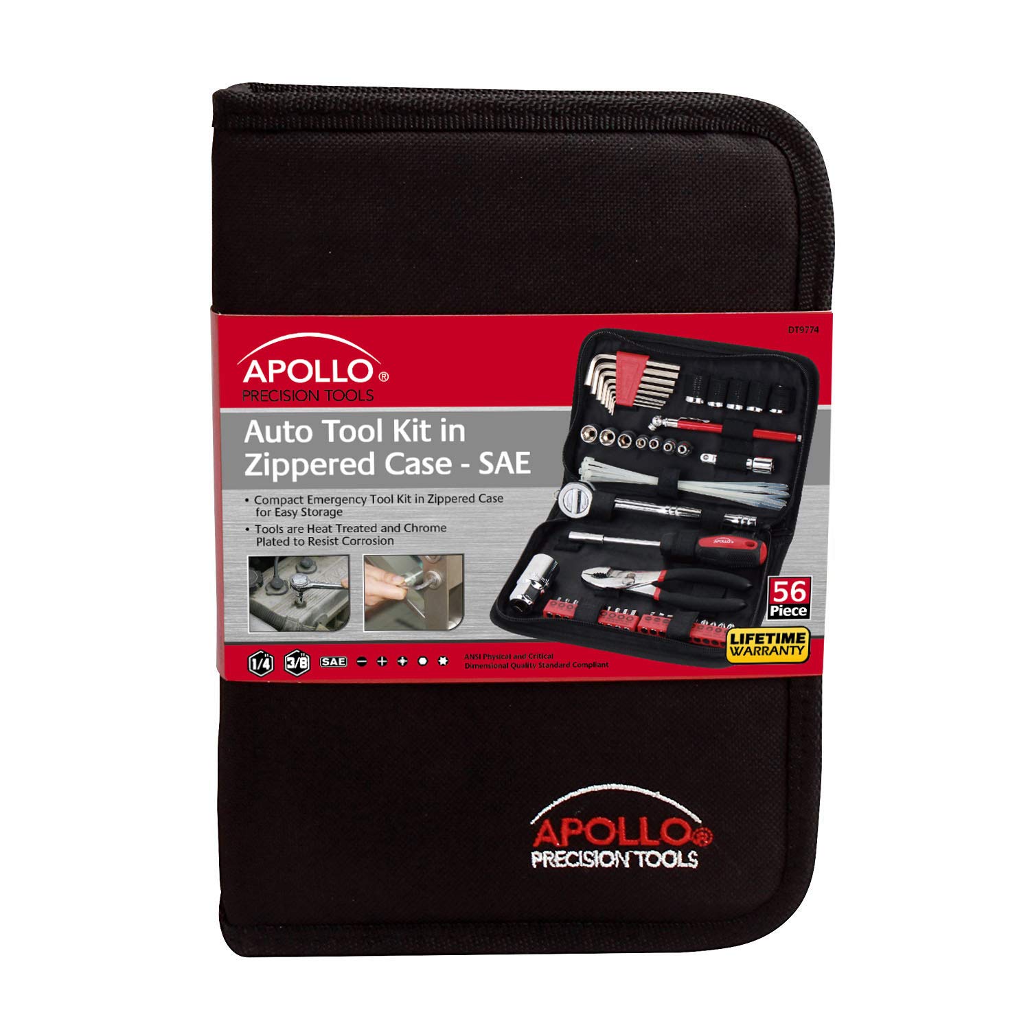 Foto 3 | Juego De Herramientas Apollo Tools Compact De 56 Piezas Sae Con Funda Dt9774 - Venta Internacional.