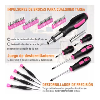 Foto 2 | Juego De Herramientas Mecánicas Para Mujer 207 Piezas, Rosa Con Negro Belug