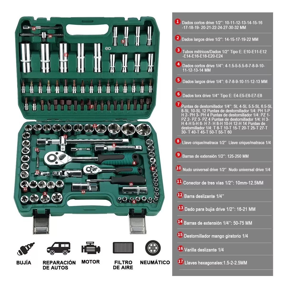 Foto 3 | Uego De Herramientas Autocle 108 Pz Eo Safe Imports Esi-7071-1 Multicolor