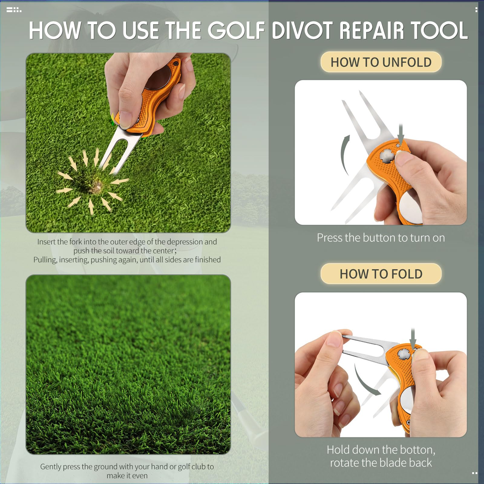 Foto 5 pulgar | Herramienta De Reparación Golf Divot Skylety Metal Con Marcador De Bolas (4 Unidades) - Venta Internacional.