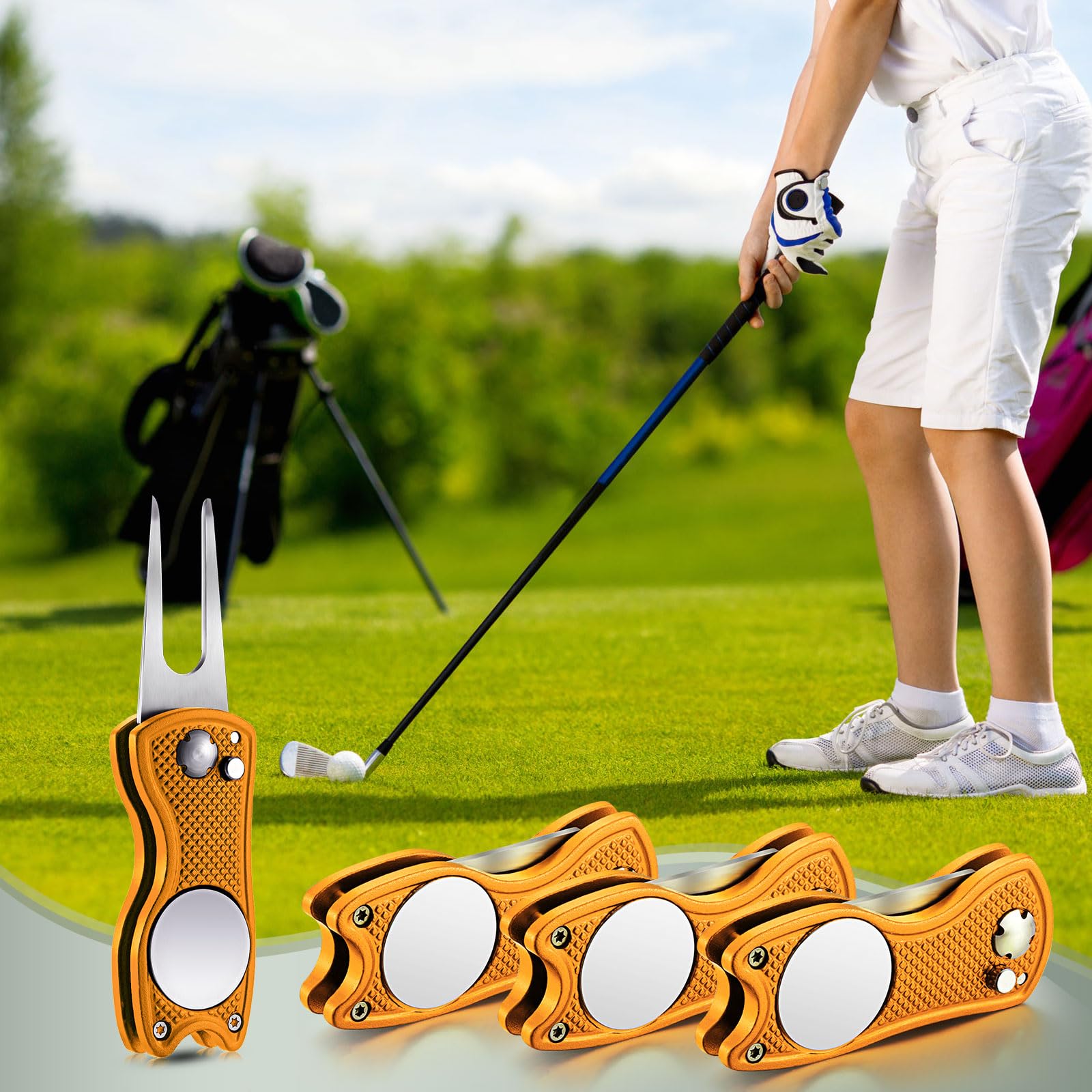 Foto 6 pulgar | Herramienta De Reparación Golf Divot Skylety Metal Con Marcador De Bolas (4 Unidades) - Venta Internacional.