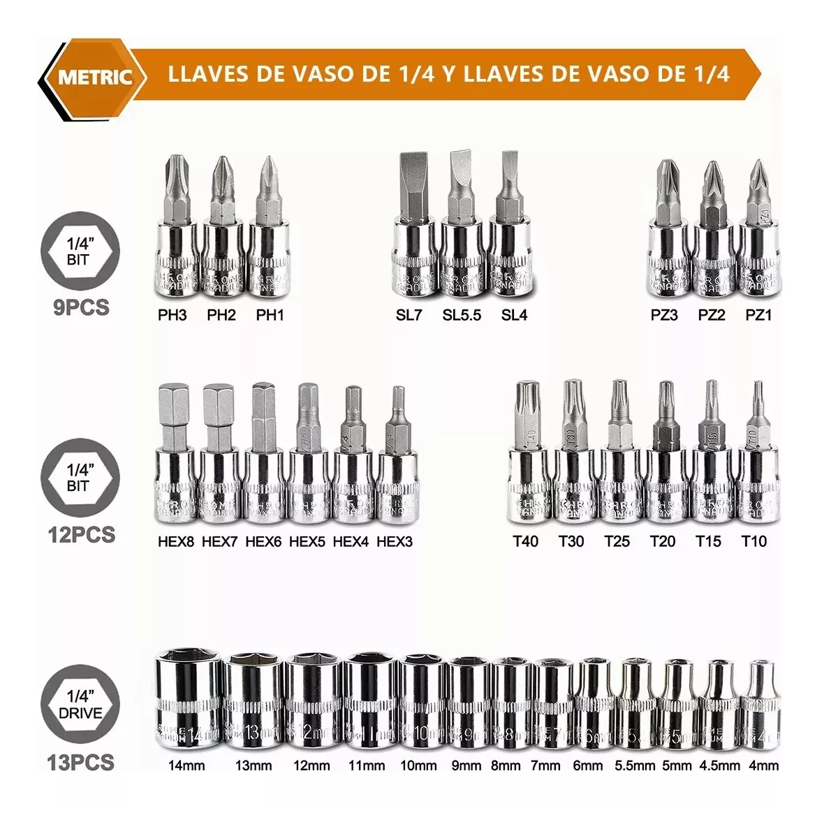 Foto 2 | 2 Kits Juego De Herramientas Mecanicas Manuales Dado Eo Safe Imports Esi-14341-1 Plata