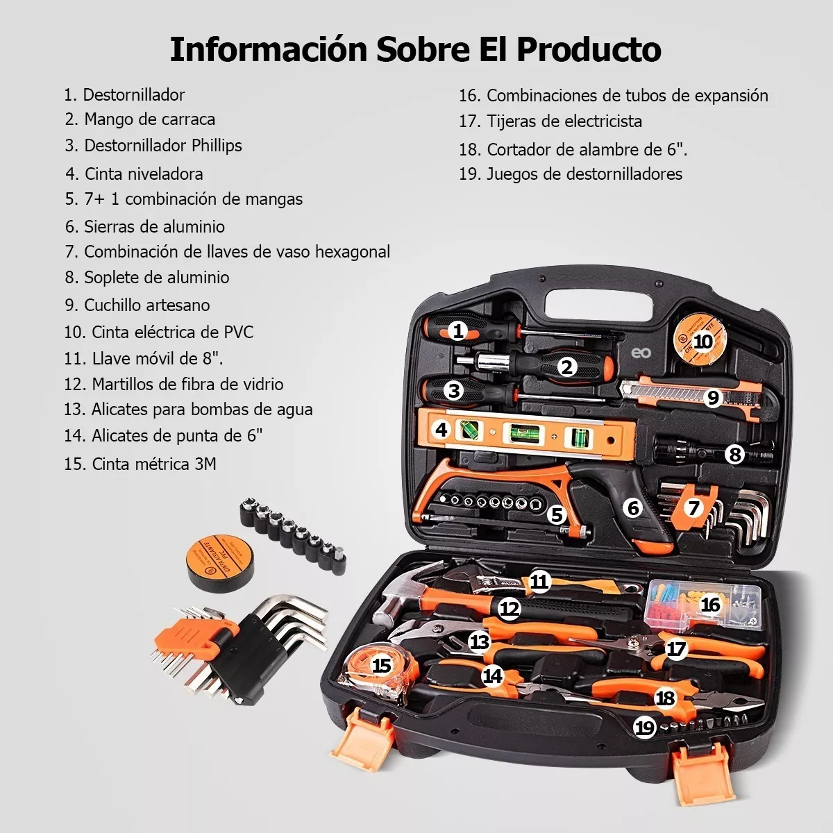 Foto 4 pulgar | Juego Herramientas Mecánicas Doméstica 106pcs Eo Safe Imports Esi-7068-1 Multicolor