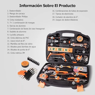 Foto 3 | Juego Herramientas Mecánicas Doméstica 106pcs Eo Safe Imports Esi-7068-1 Multicolor