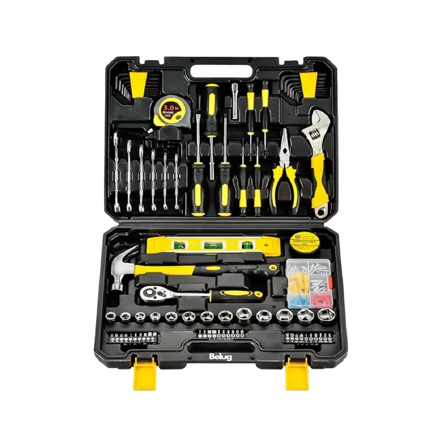 Juego Herramientas Mecánicas, Belug Kit Herramientas Manuales 108p Negro