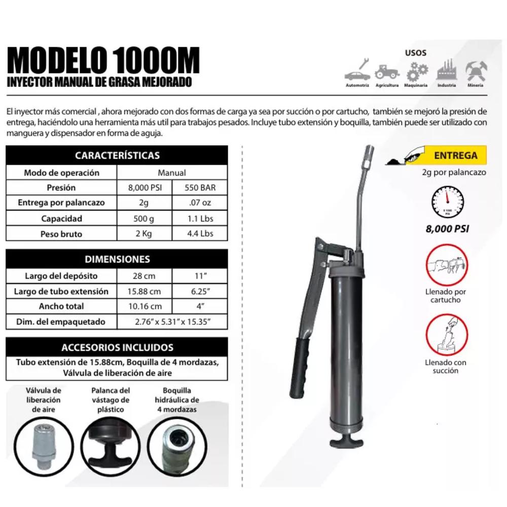 Foto 4 pulgar | Inyector Manual De Grasa Servicio Pesado 8000 Psi Erkco