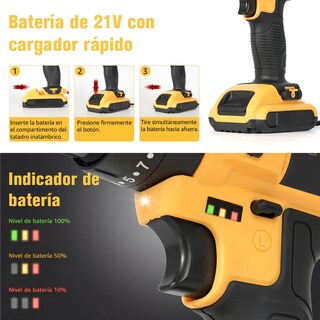 Foto 2 | Kit Taladro Inalámbricos Desatornillardor Electrico Eo Safe Imports Esi-18712 Amarillo