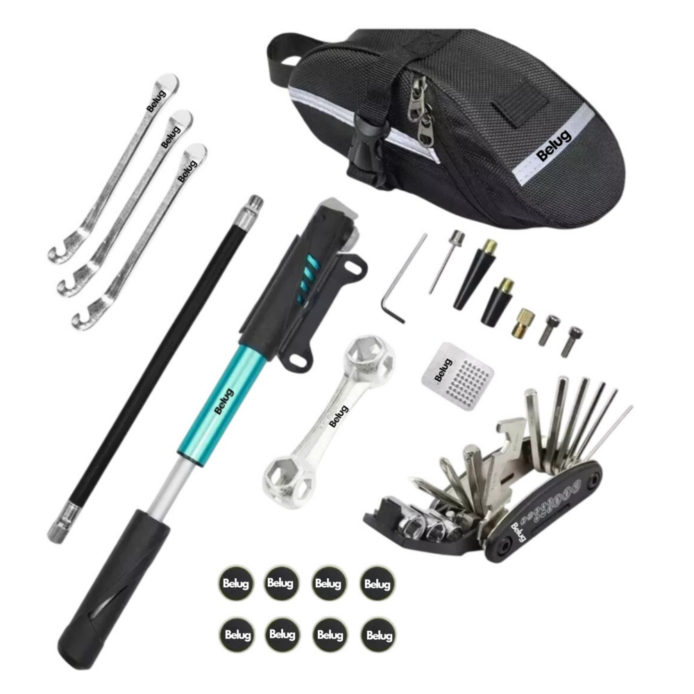 Herramienta Para Bicicleta 16pcs Kit Reparación Bicicleta Belug, Negro Plata